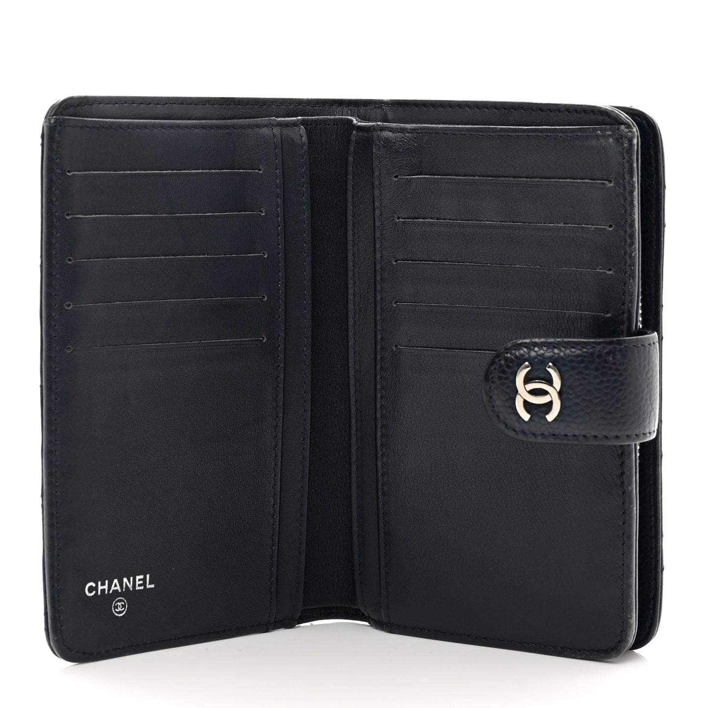 Caviar Quilted CC French Wallet Navy