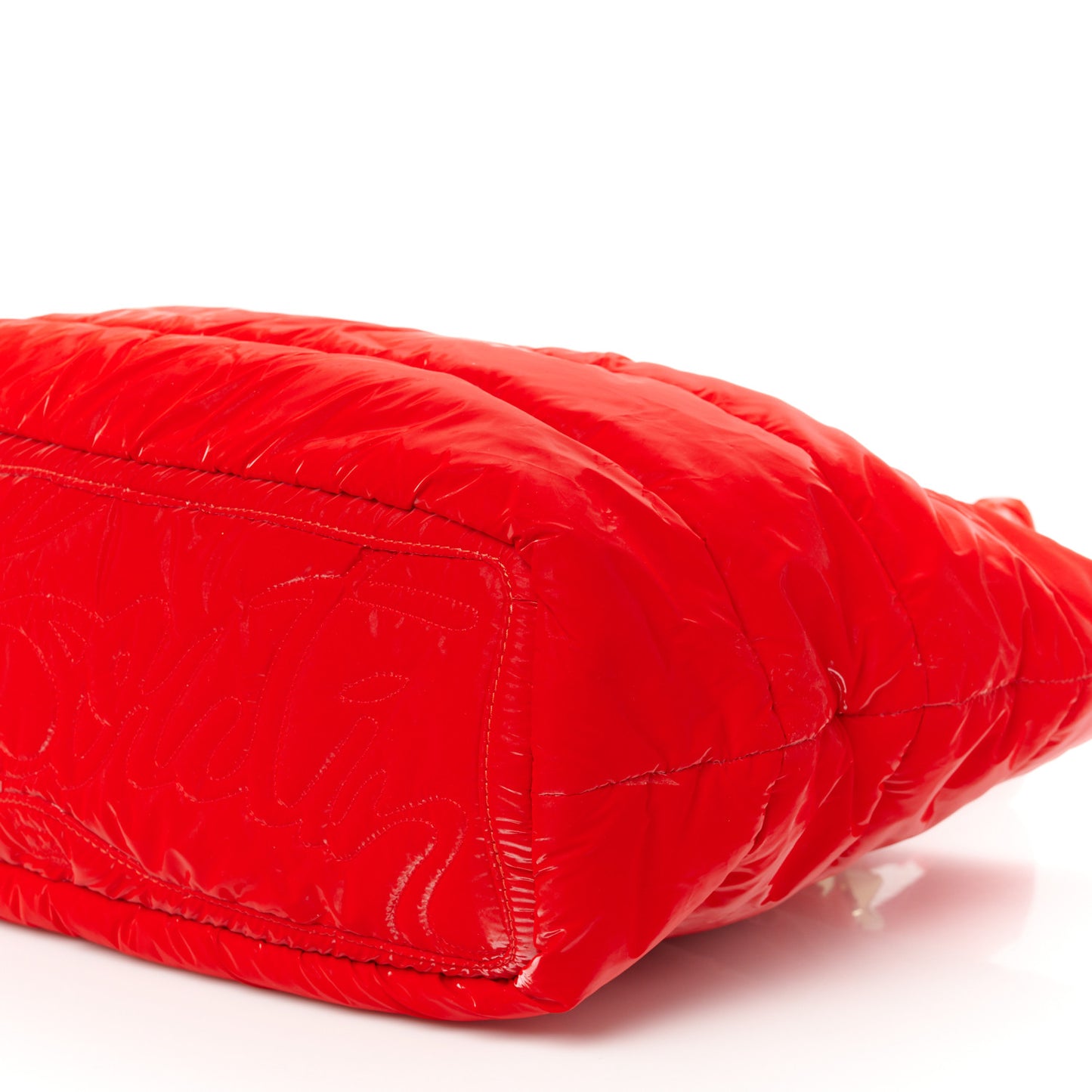 Nylon Padded Gloss Large Cabamoon Tote Red
