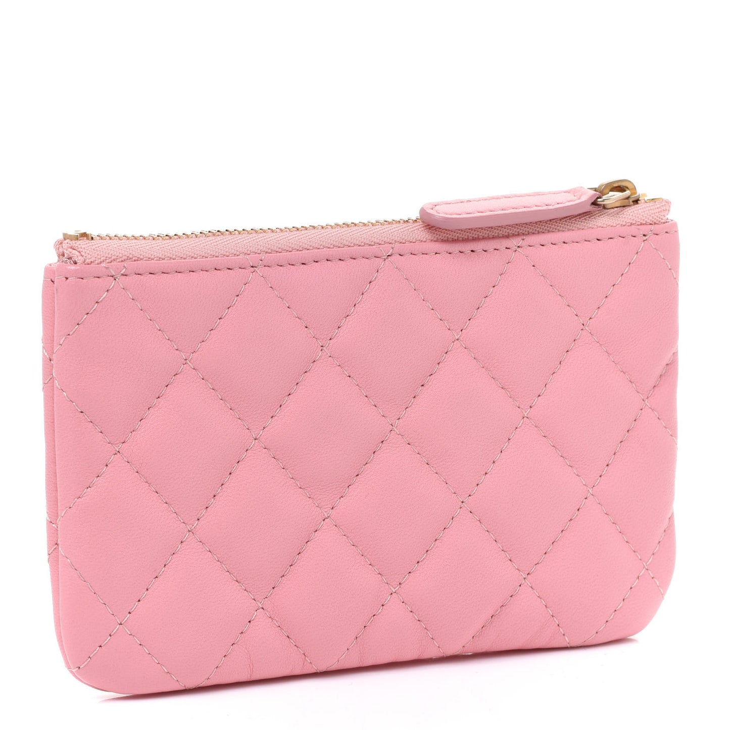 Lambskin Quilted Small Cosmetic Case Pink