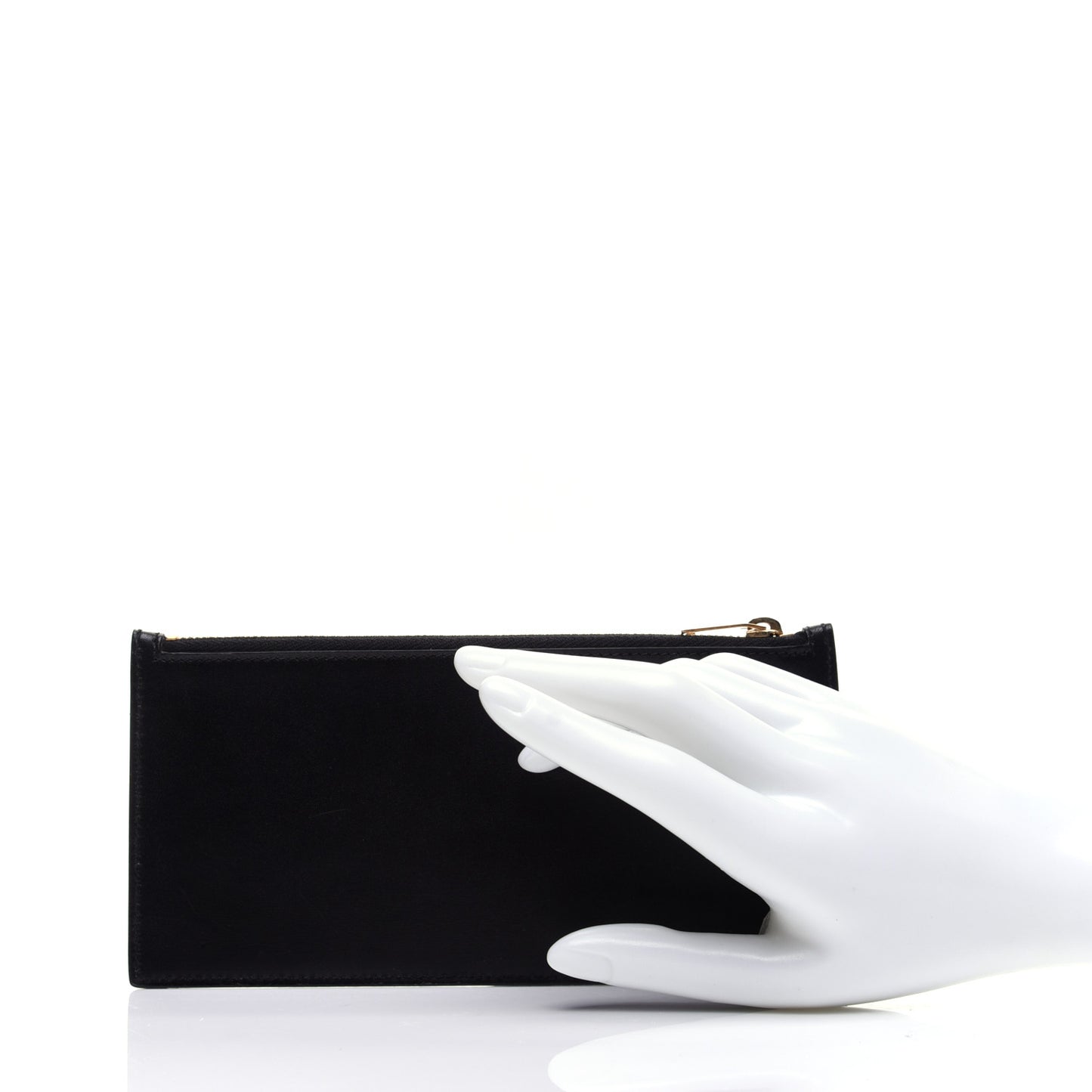 Calfskin 4 Fragments Zip Pouch Black
