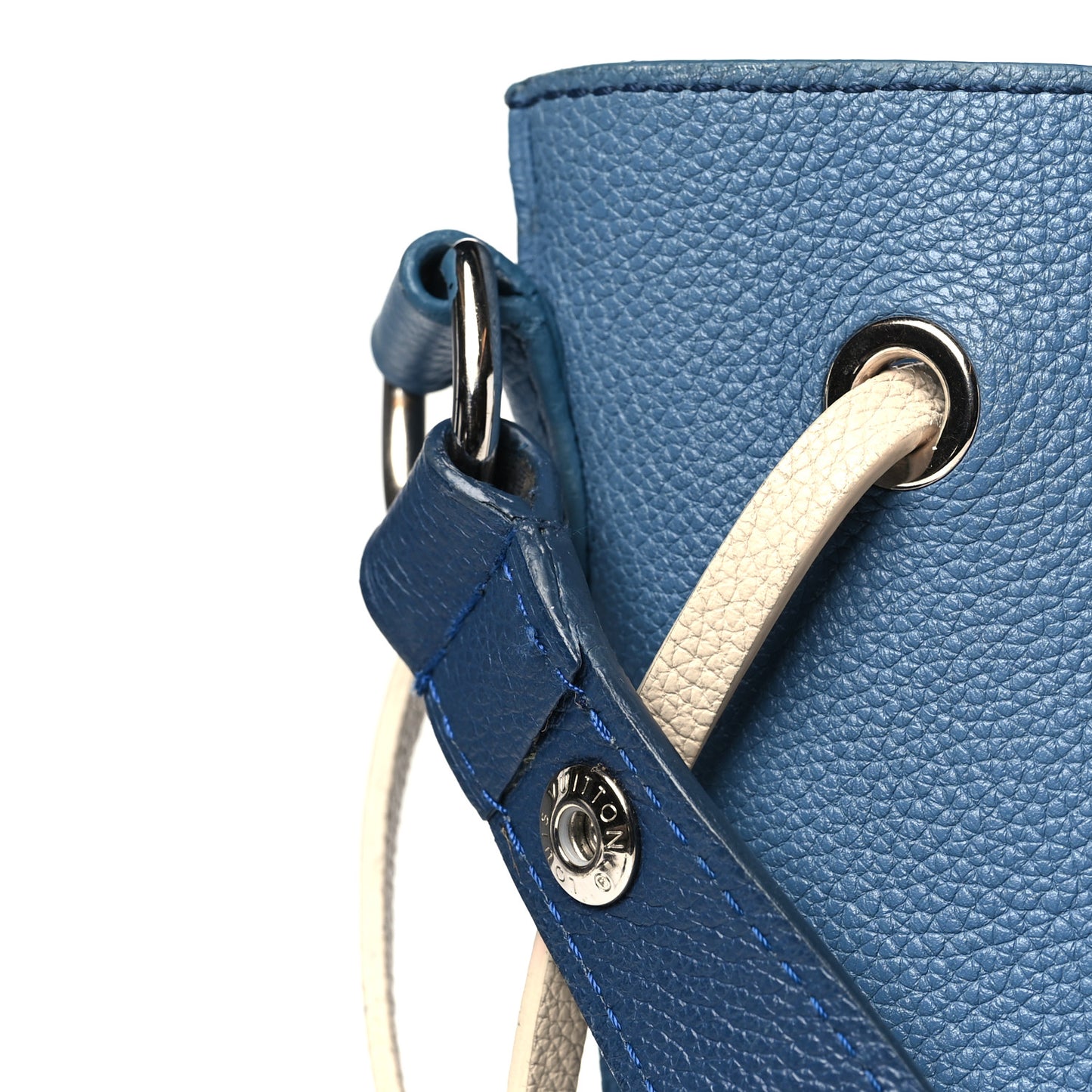 Calfskin Lockme Bucket Blue Jean