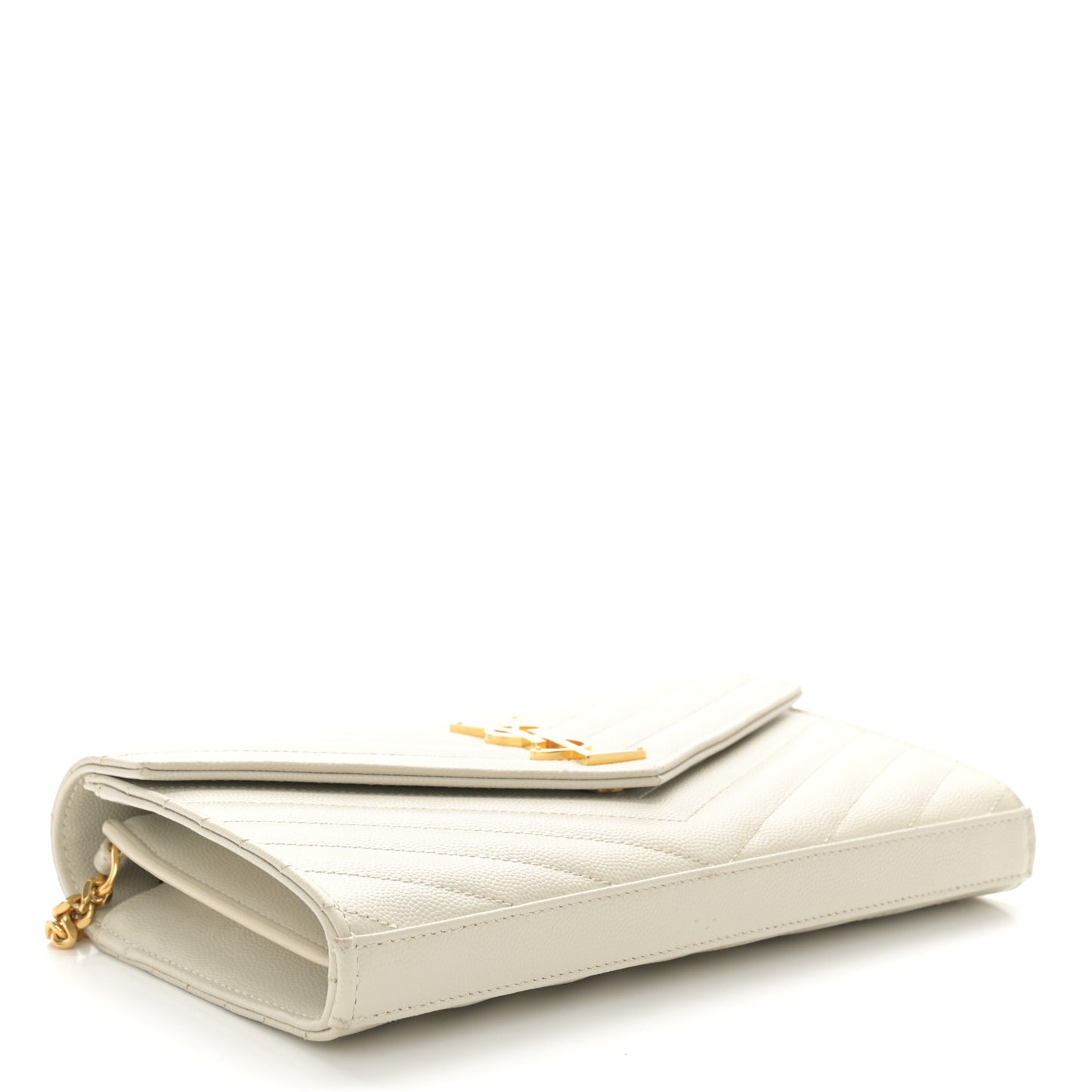 Grain De Poudre Matelasse Chevron Monogram Chain Wallet Crema Soft