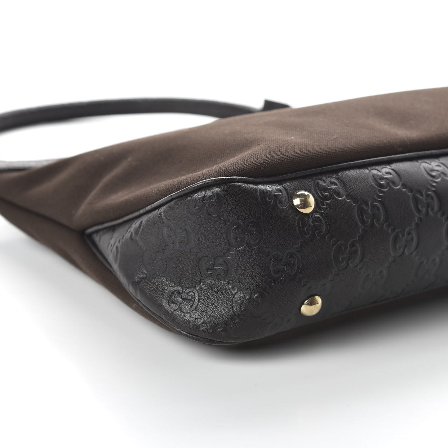 Guccissima Trim Canvas Hobo Dark Brown