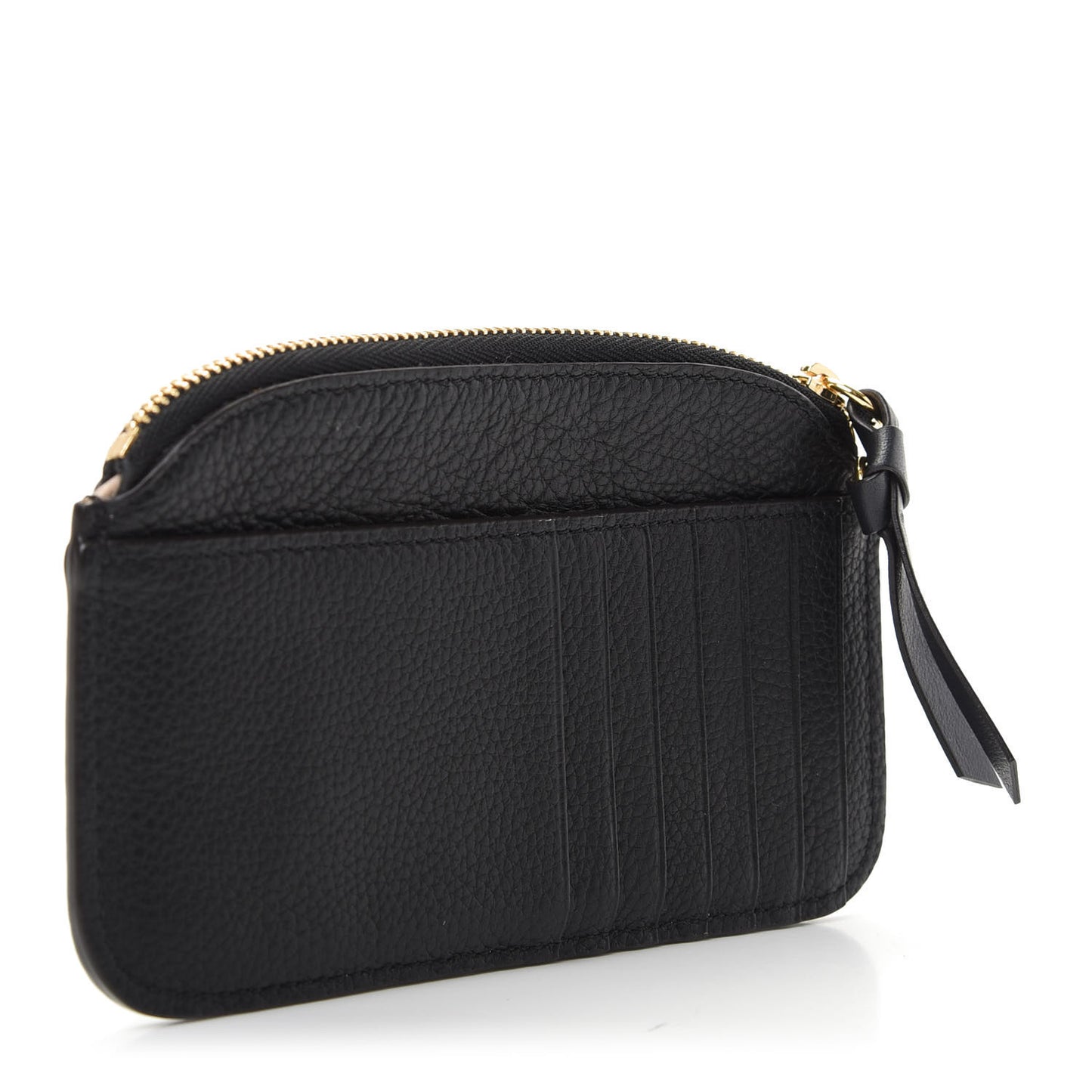 Calfskin Top Zip Card Case Black