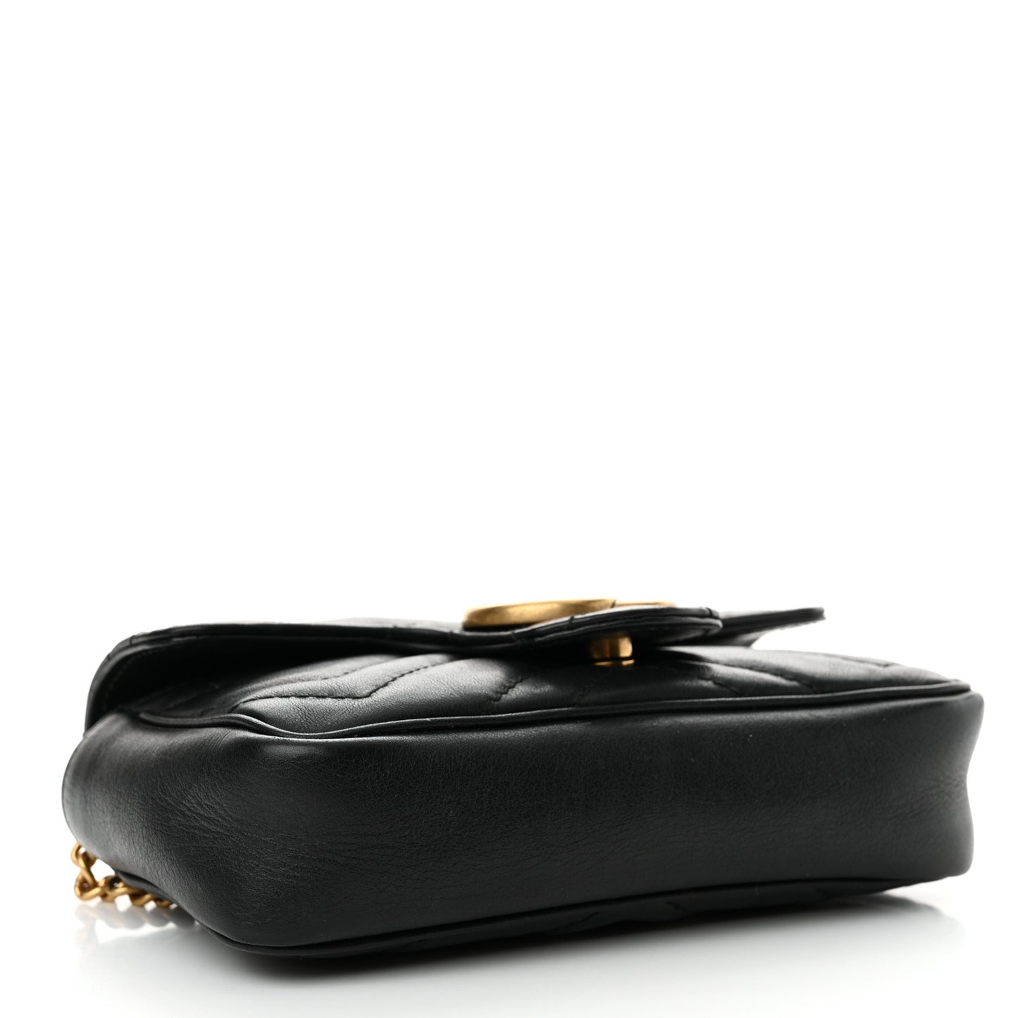 Calfskin Matelasse Super Mini GG Marmont Shoulder Bag Black