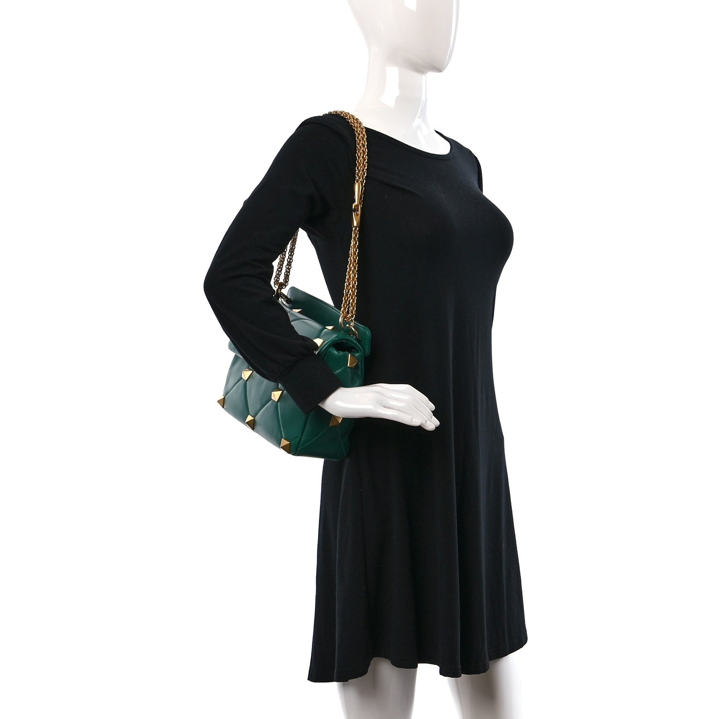 Nappa Large Roman Stud Shoulder Bag Jungle