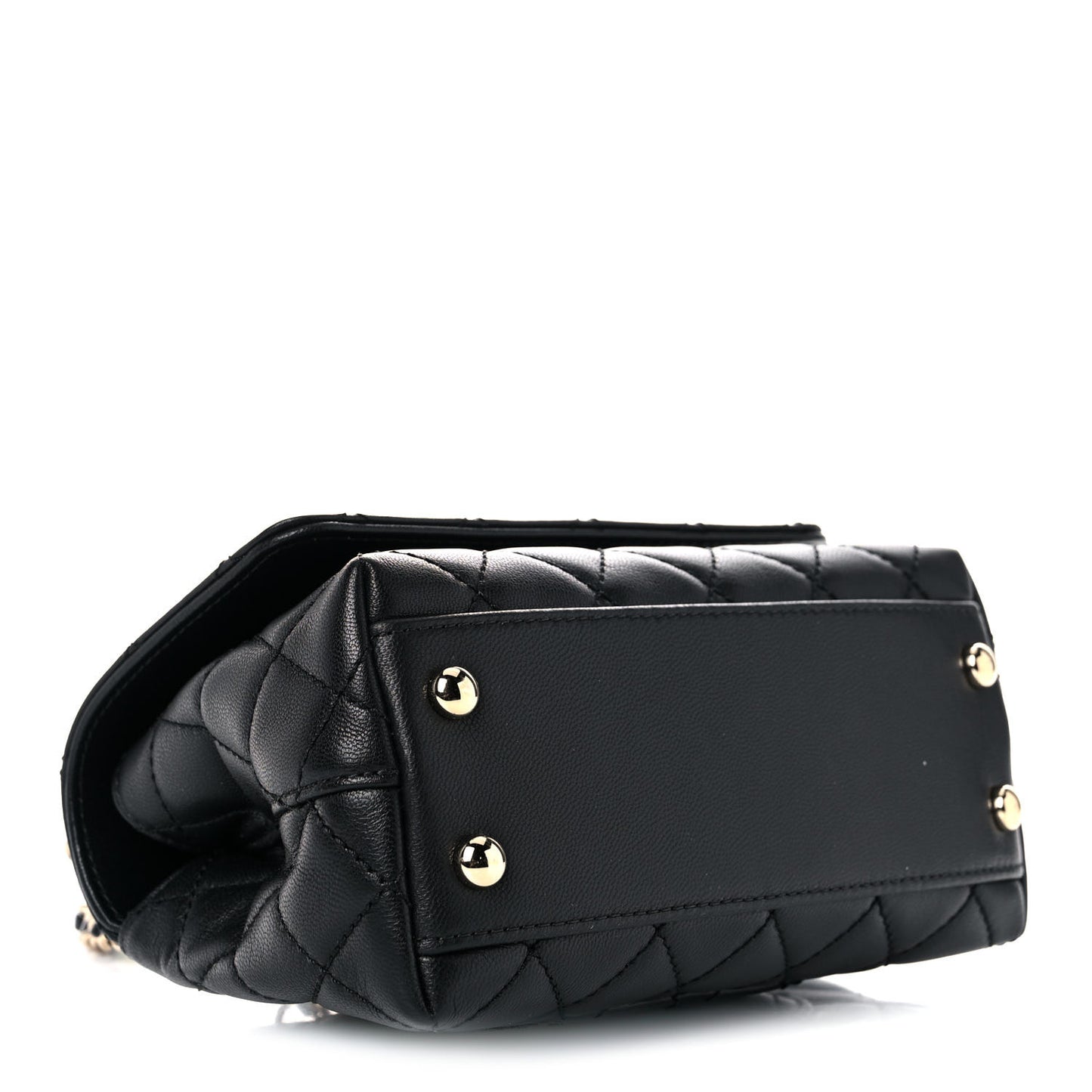 Goatskin Quilted Rainbow Extra Mini Coco Handle Flap Black