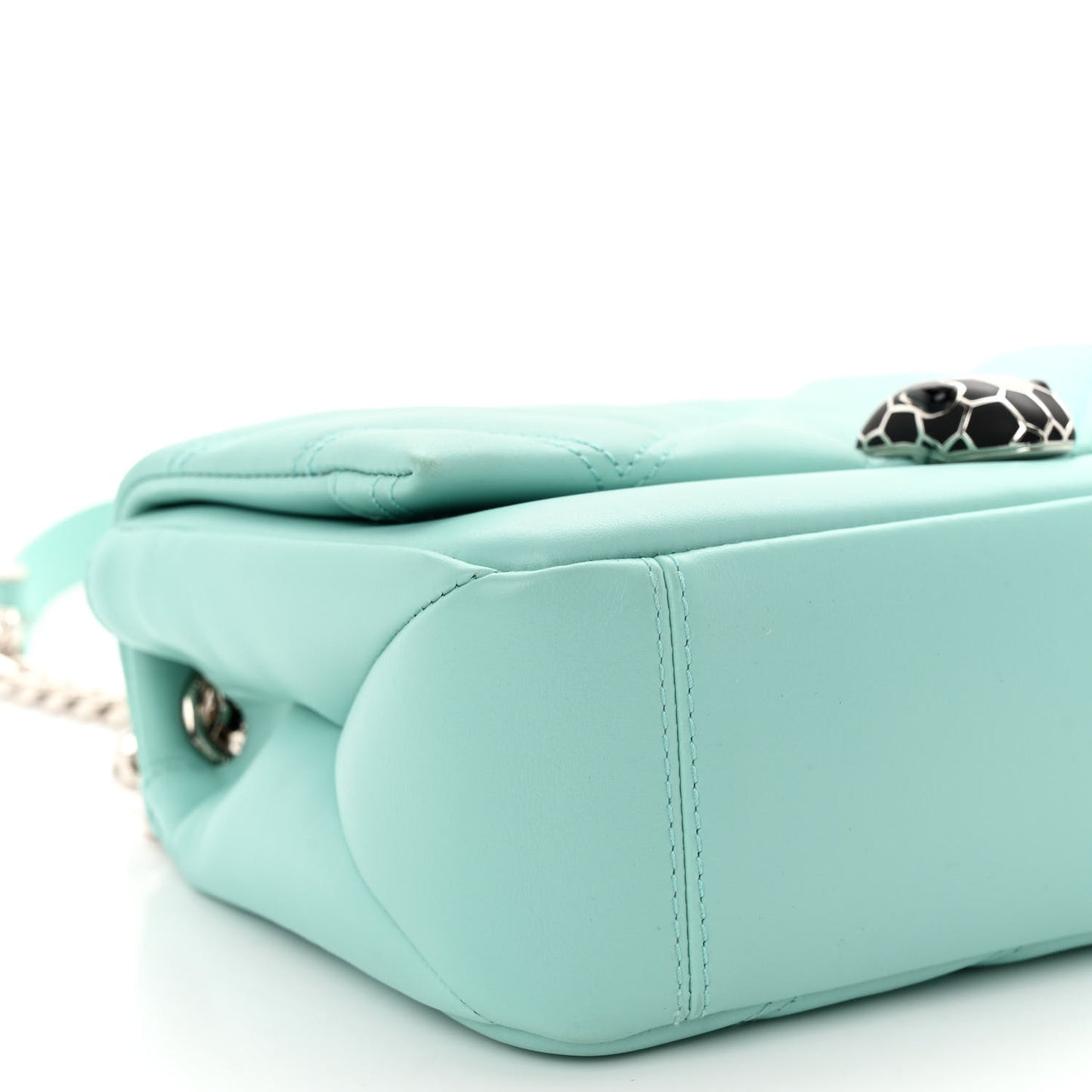 Calfskin Matelasse Small Serpenti Cabochon Shoulder Bag Turquoise