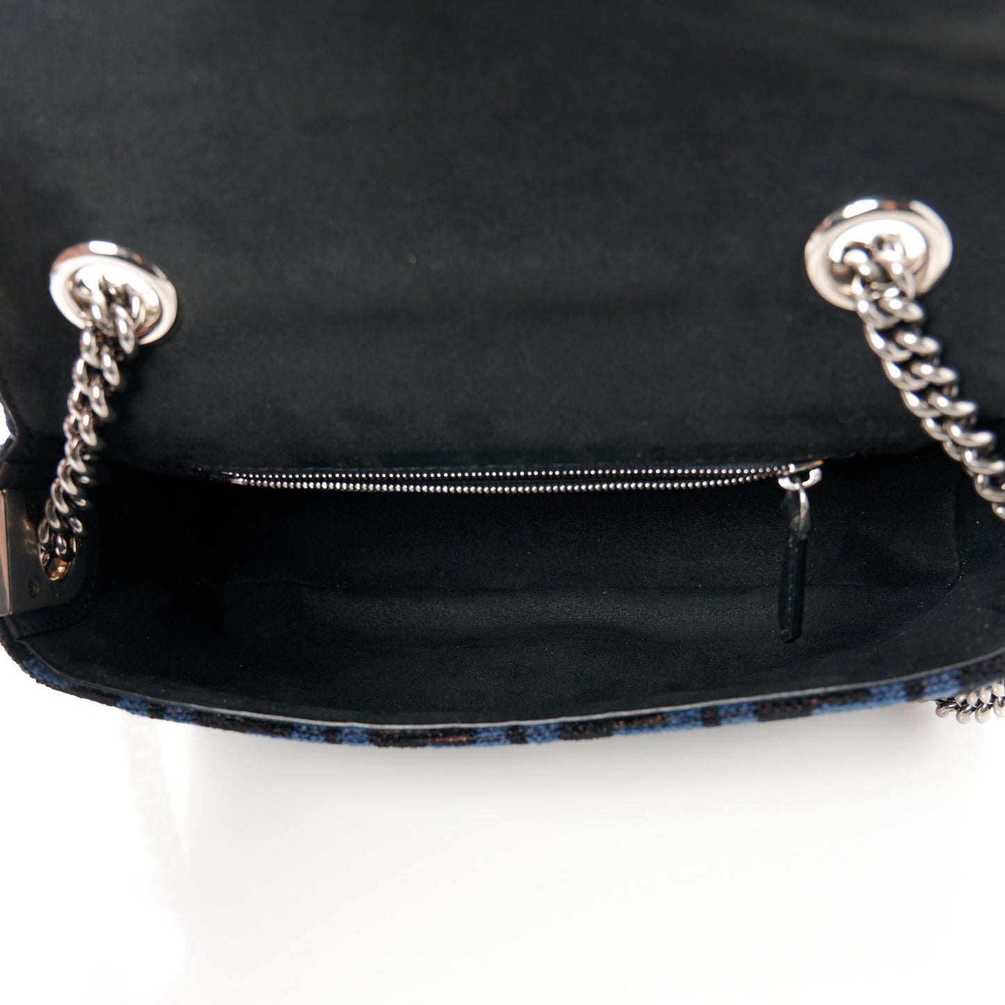 Chenille Vitello Seta FF Midi Chain Baguette Blue Black