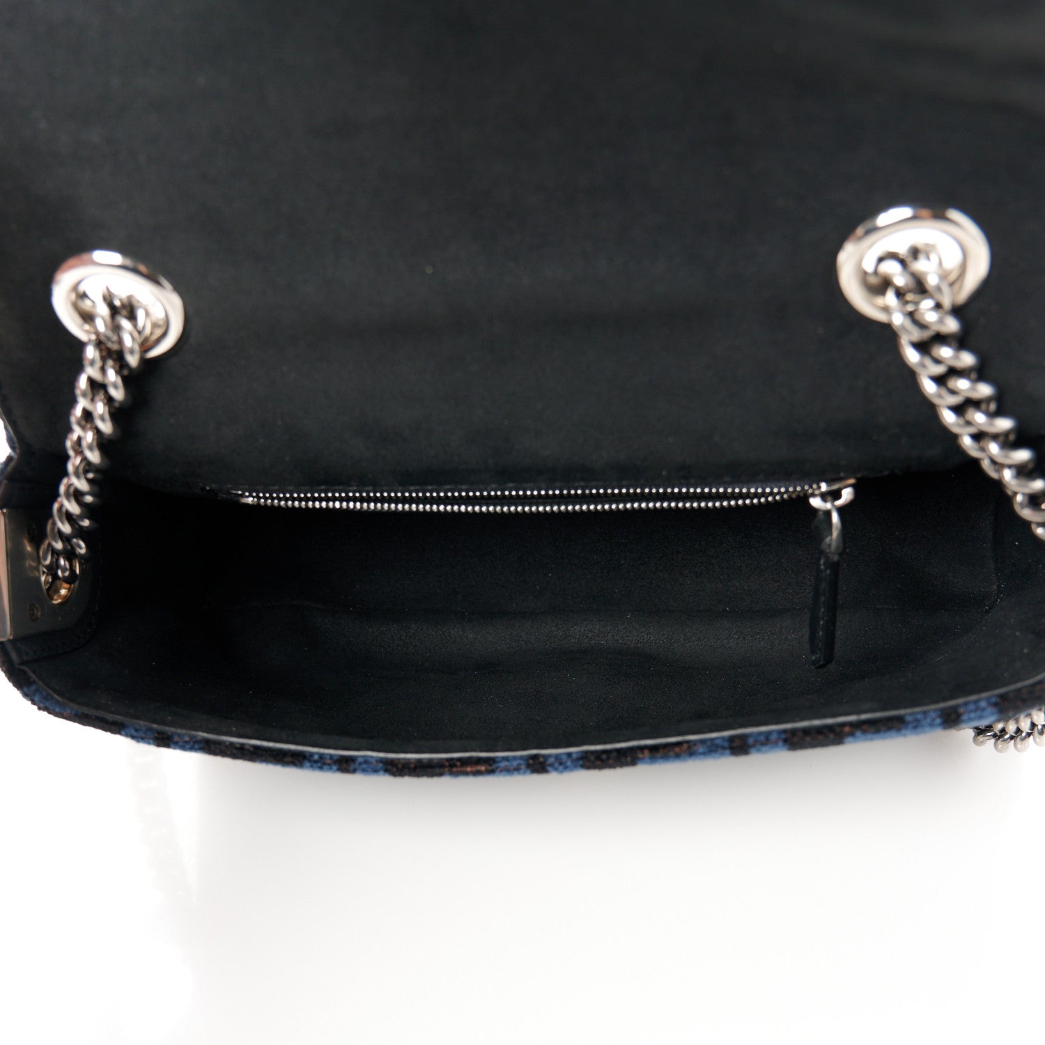 Fendi Chenille Vitello Seta FF Midi Chain Baguette Blue Black 5 of 11