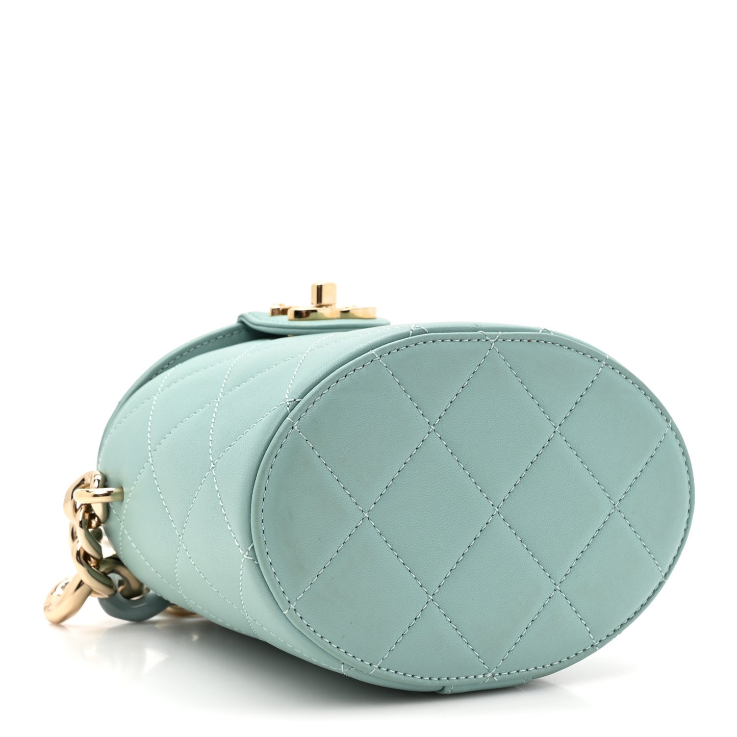 Lambskin Resin Elegant Chain Vanity Case Light Blue