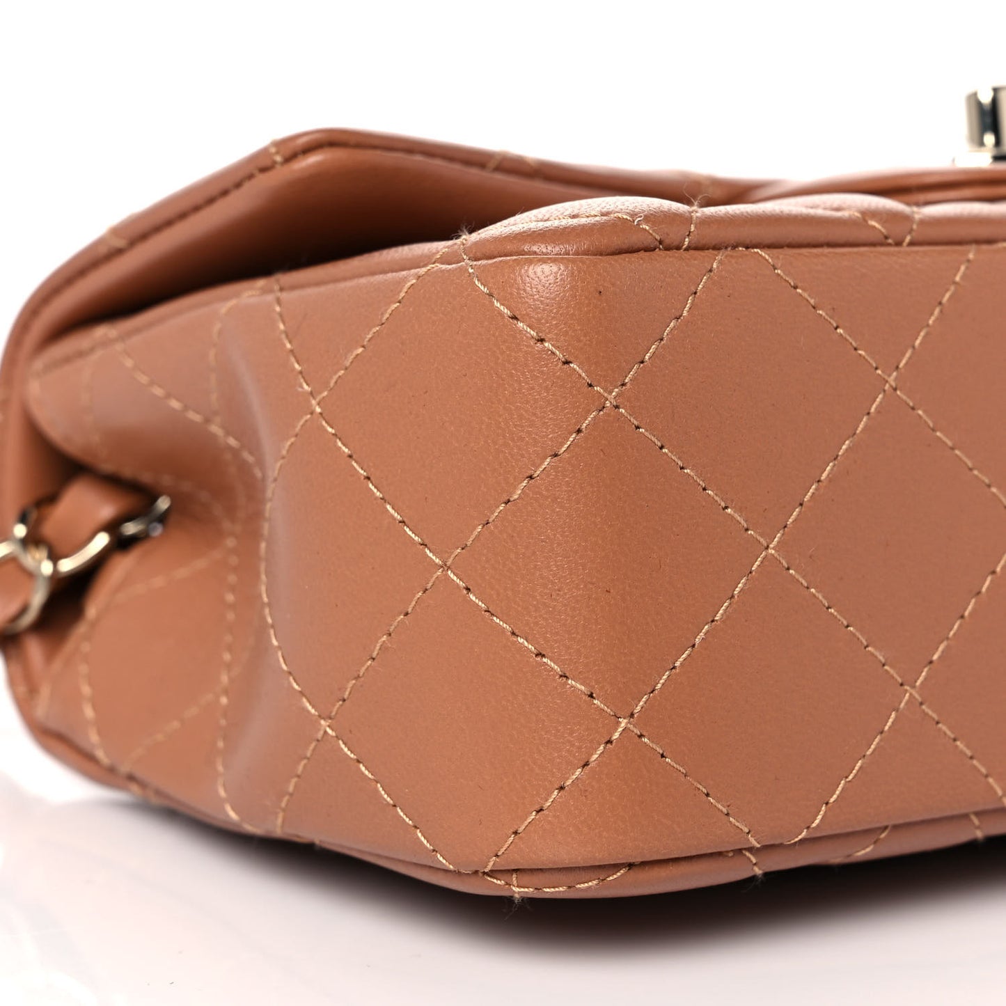 Lambskin Quilted Mini Rectangular Flap Brown