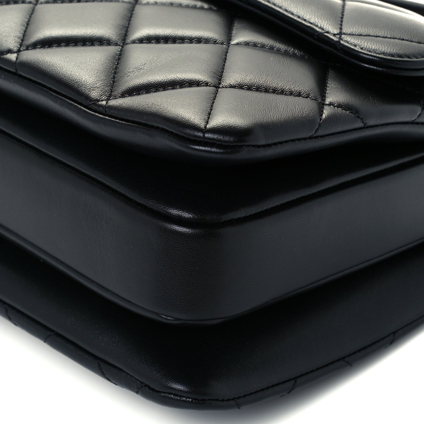 Lambskin Quilted Small Trendy CC Dual Handle Flap Bag Black
