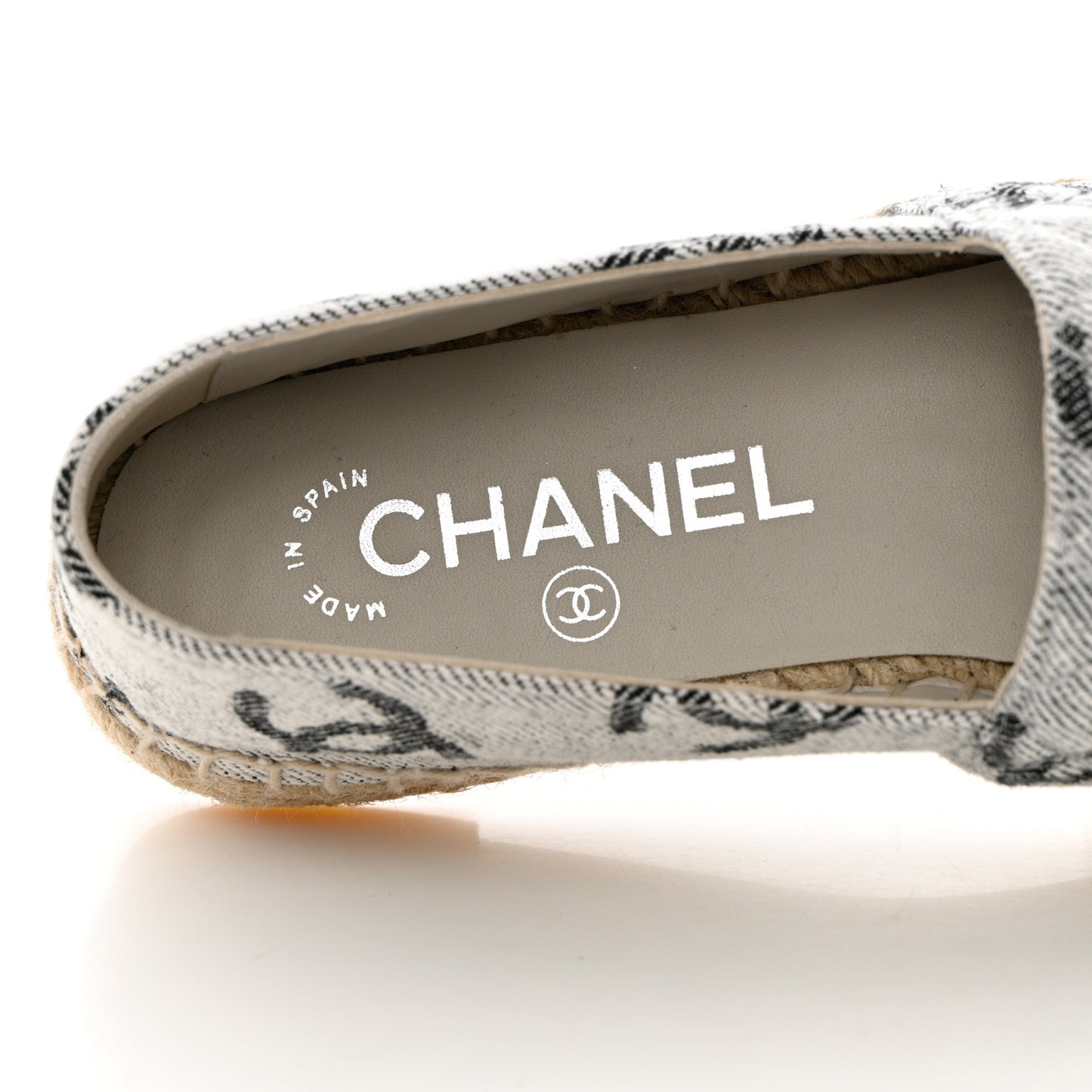 Cotton Jacquard Grosgrain CC Print Espadrilles 35 Grey Black