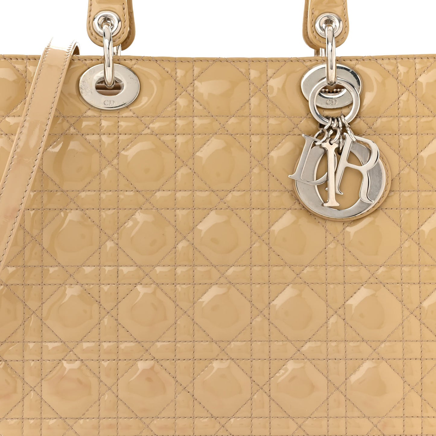 Patent Cannage Large Lady Dior Dark Beige
