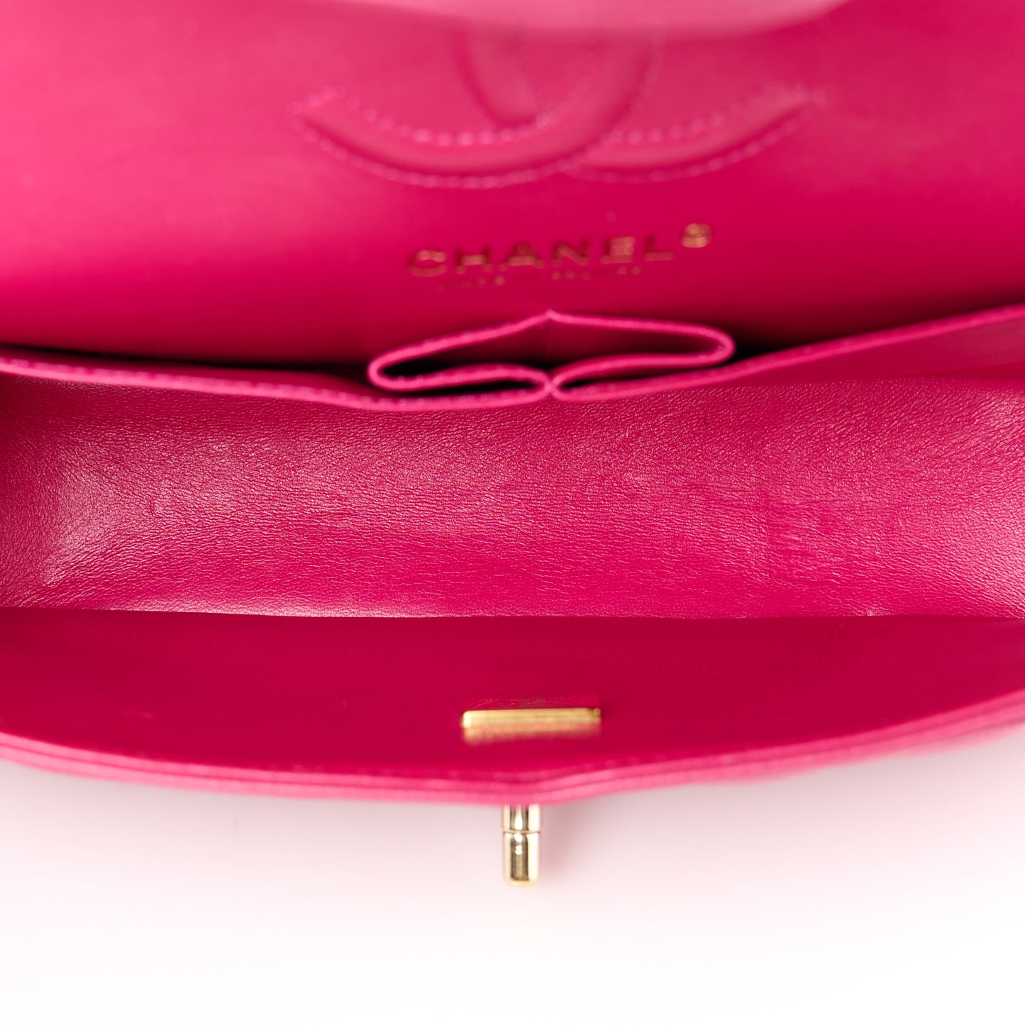 Caviar Quilted Small Double Flap Fuchsia