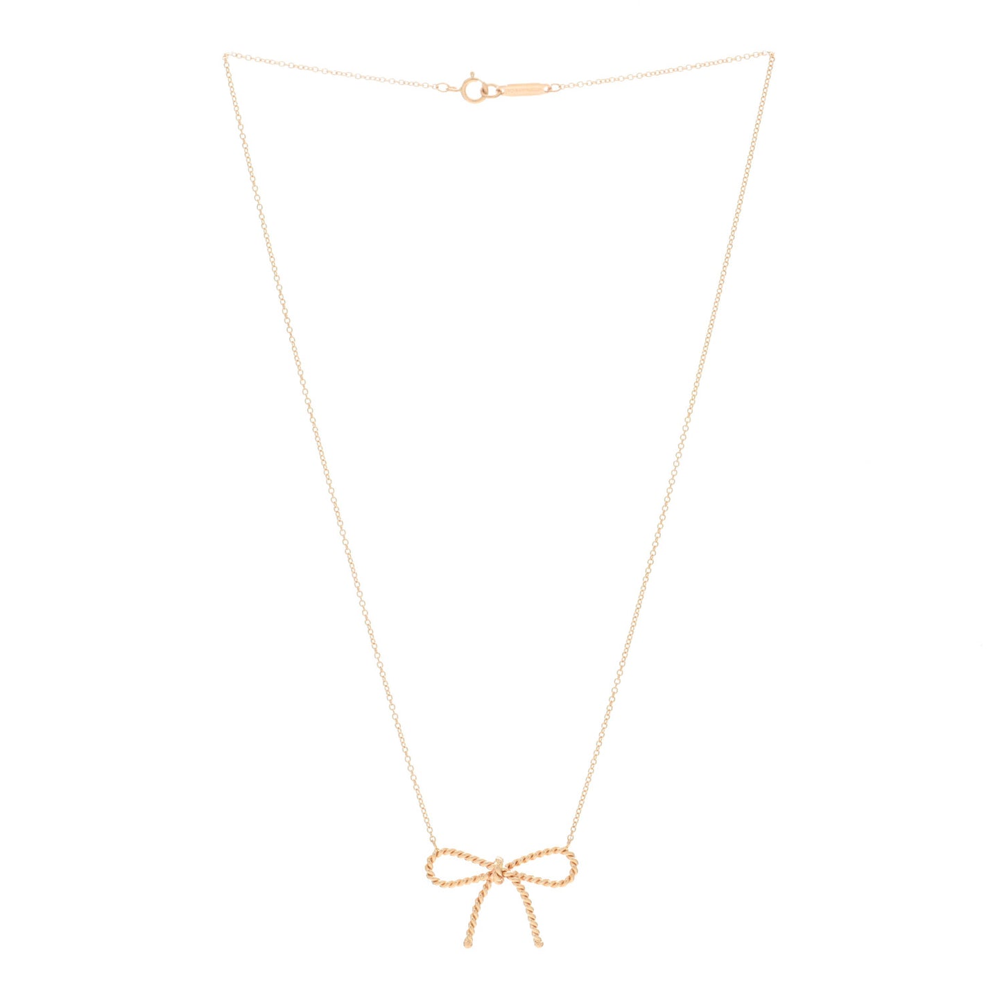 18K Rose Gold Twist Bow Pendant Necklace