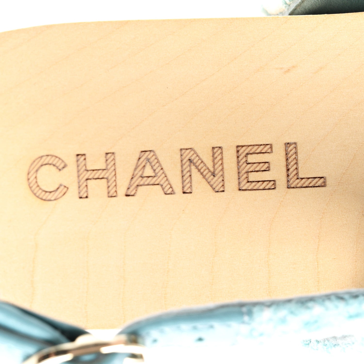 Chanel Jacquard Studded Slingback Clog Sandals 39 Turquoise White 7 of 9