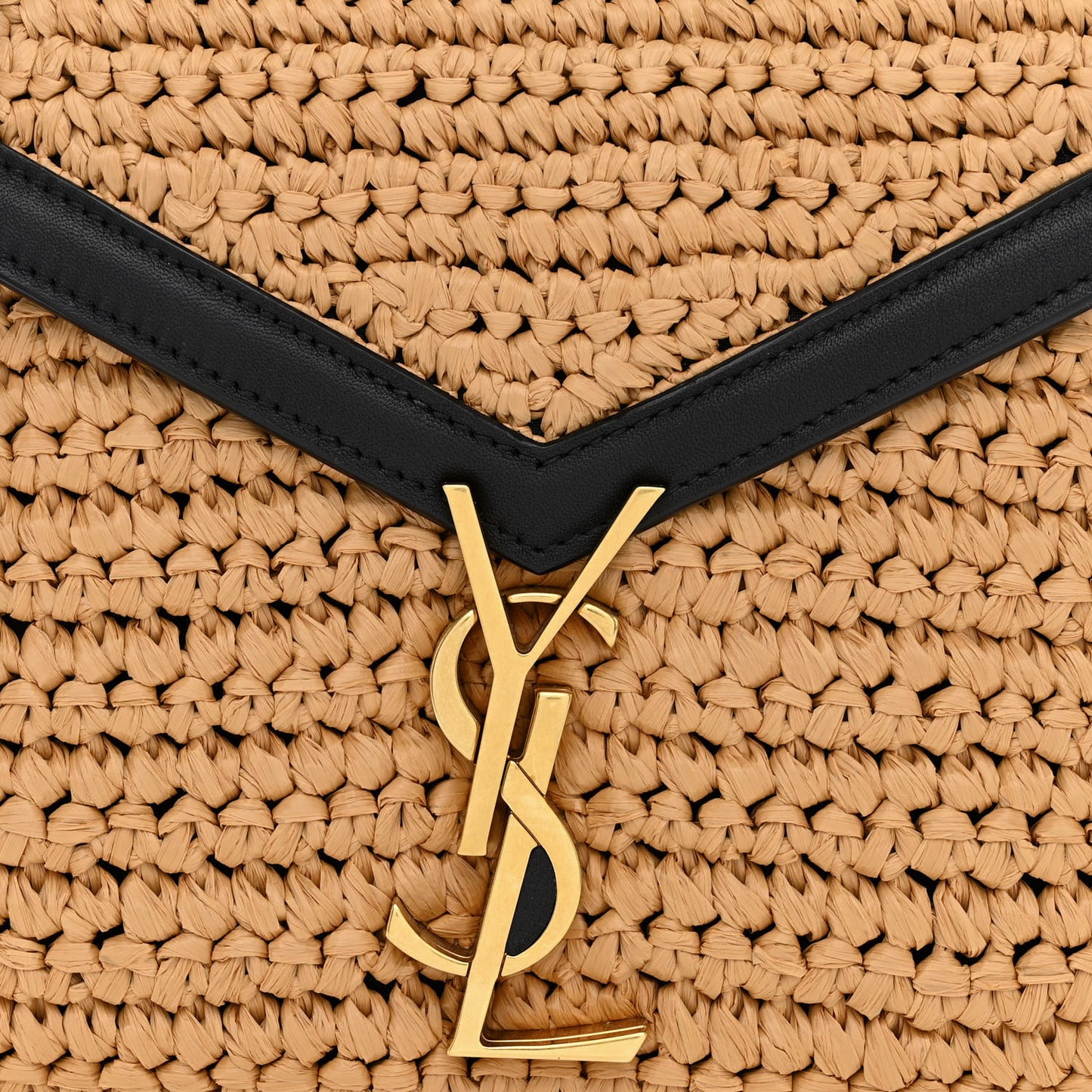 Raffia Calfskin Mini Classic Monogram Cassandra Top Handle Black Natural