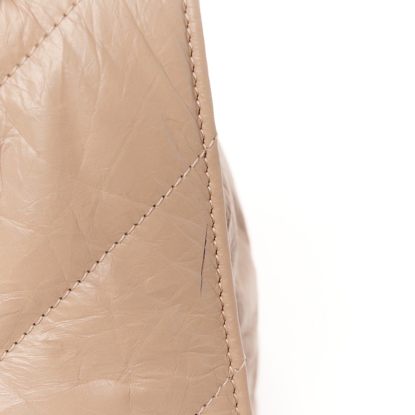 Crushed Calfskin Quilted Medium Crush Chain Bag Nude