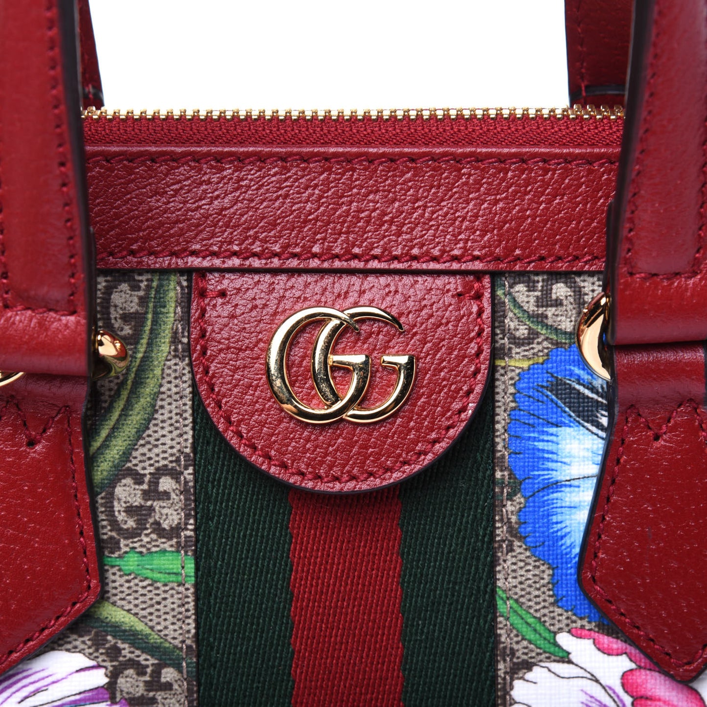 GG Supreme Monogram Flora Web Small Ophidia Tote Bag Red