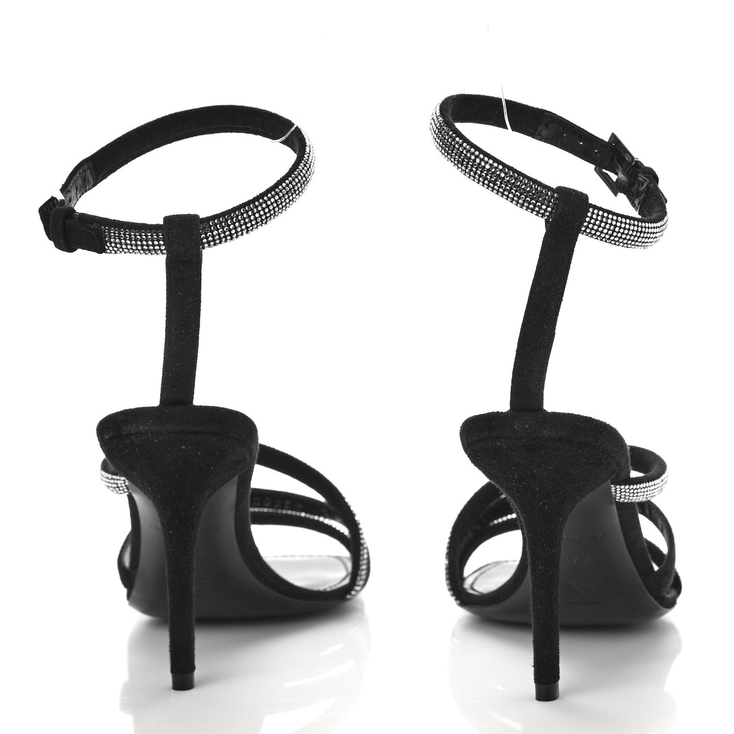 Suede Goat Rhinestone Appeal Sandals 37.5 Black