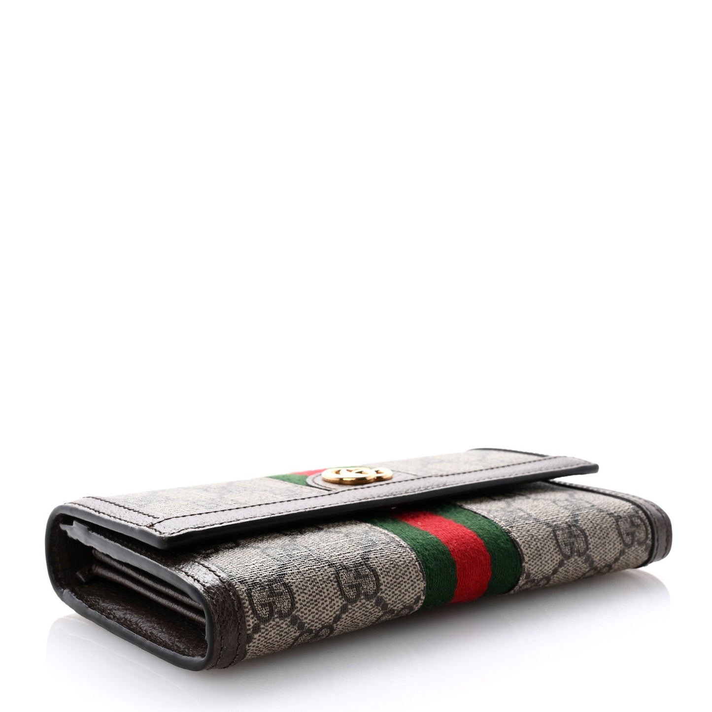 GG Supreme Monogram Web Ophidia Continental Wallet Brown