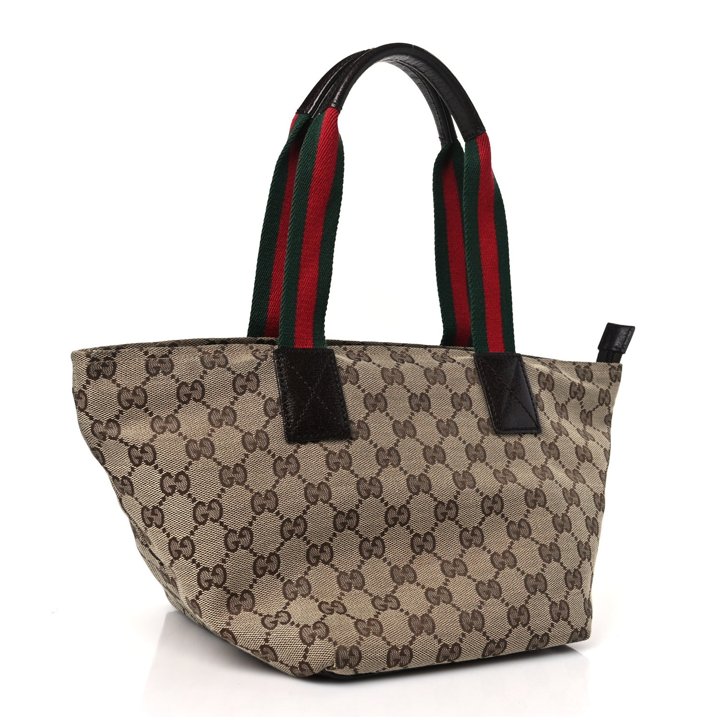 GG Monogram Small Web Handle Bucket Tote Dark Brown