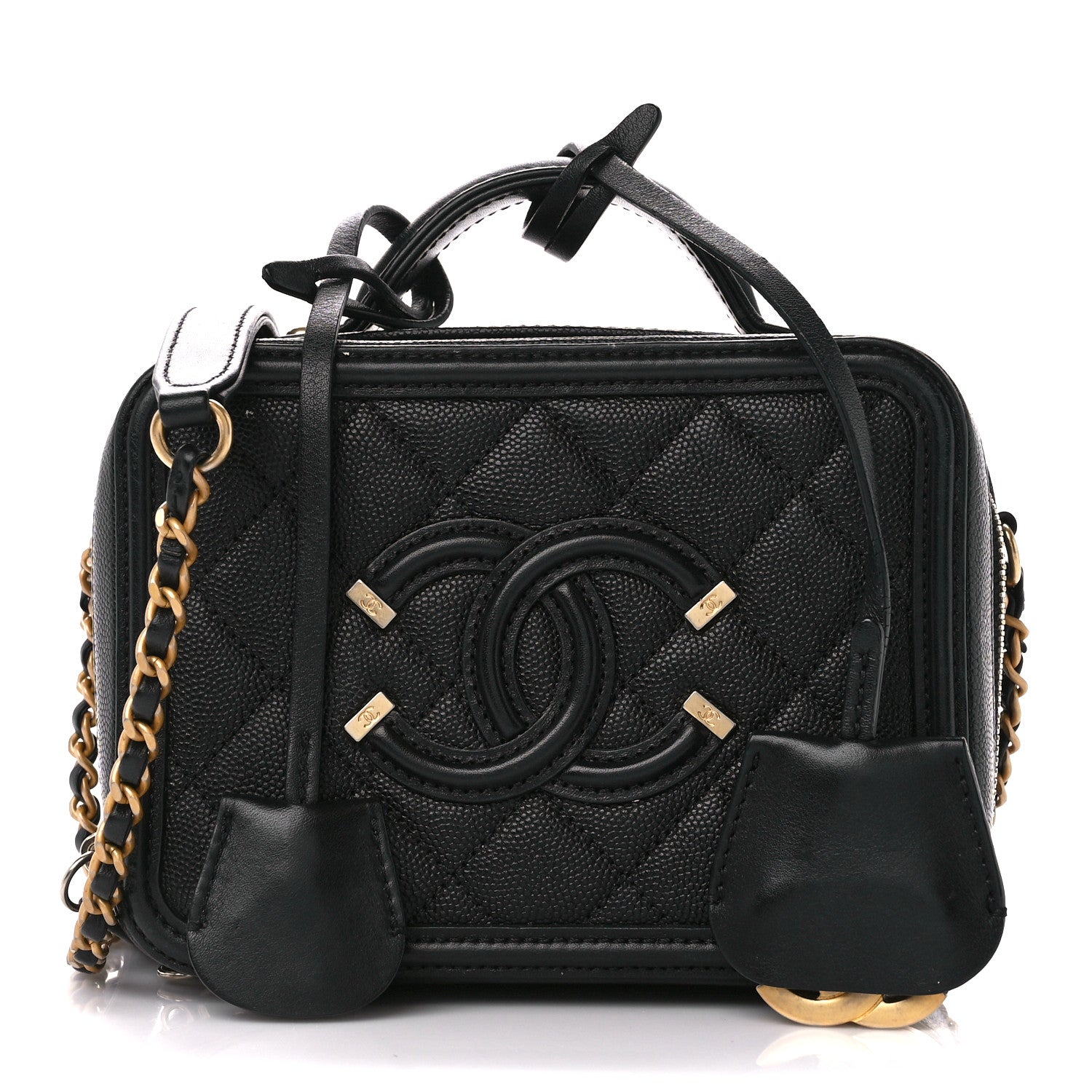 Chanel Caviar Quilted Small CC Filigree Vanity Case Black 1 of 12
