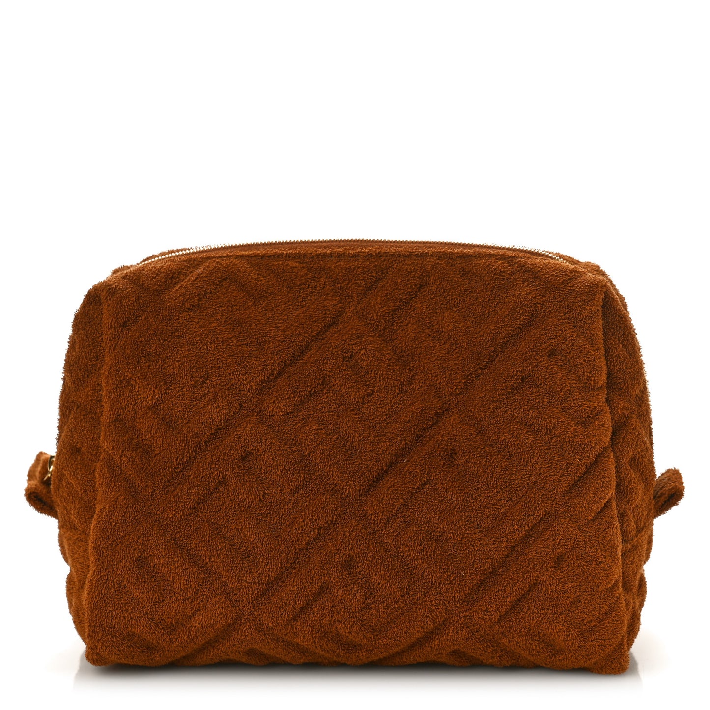Terry Cloth Vitello Century Matte FF 1974 Embossed Medium Trapezoid Beauty Pouch Caramel