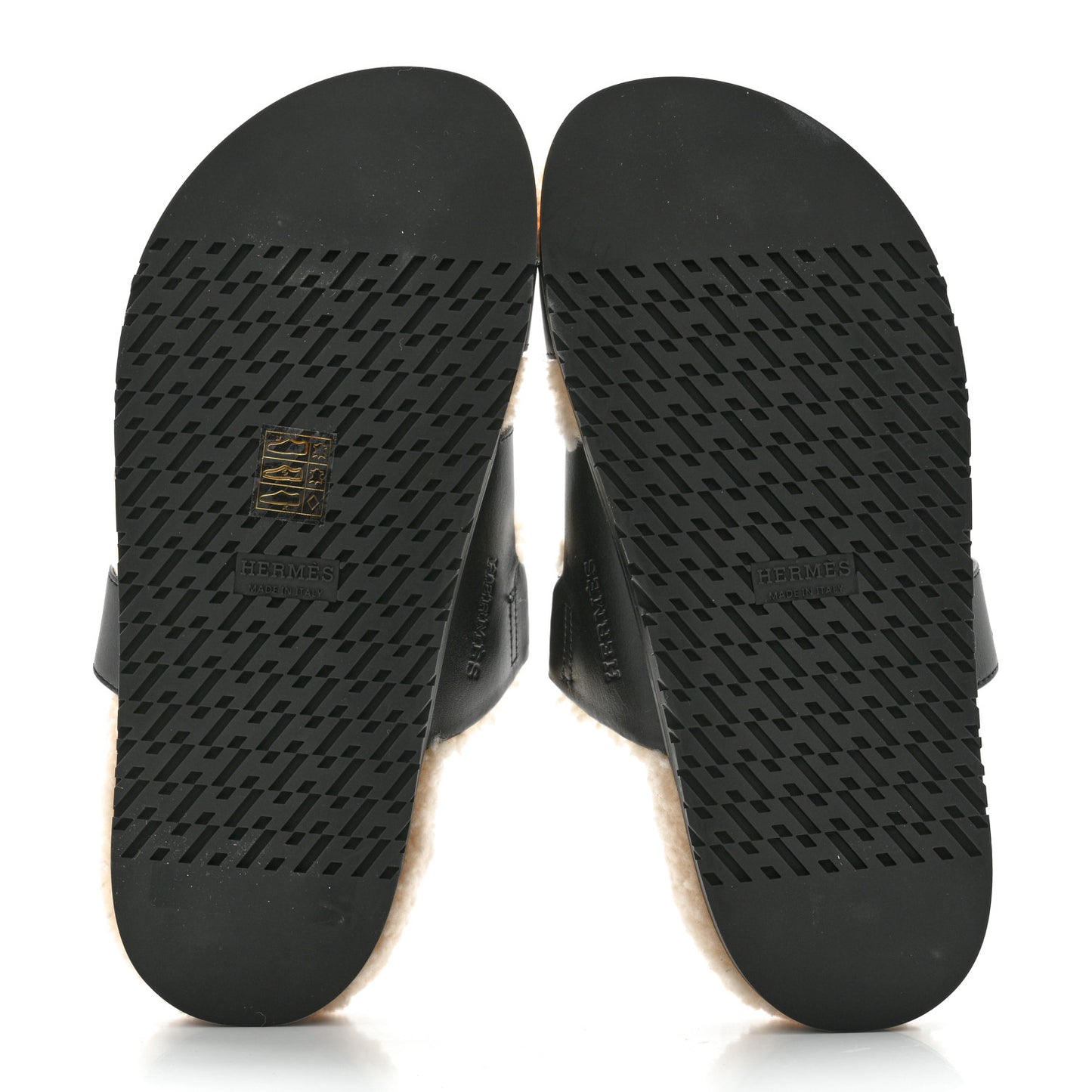 Calfskin Woolskin Womens Chypre Sandals 37 Black Ecru