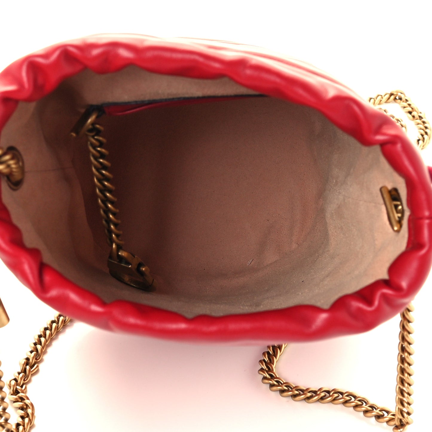 Calfskin Matelasse Mini GG Marmont 2.0 Bucket Bag Hibiscus Red