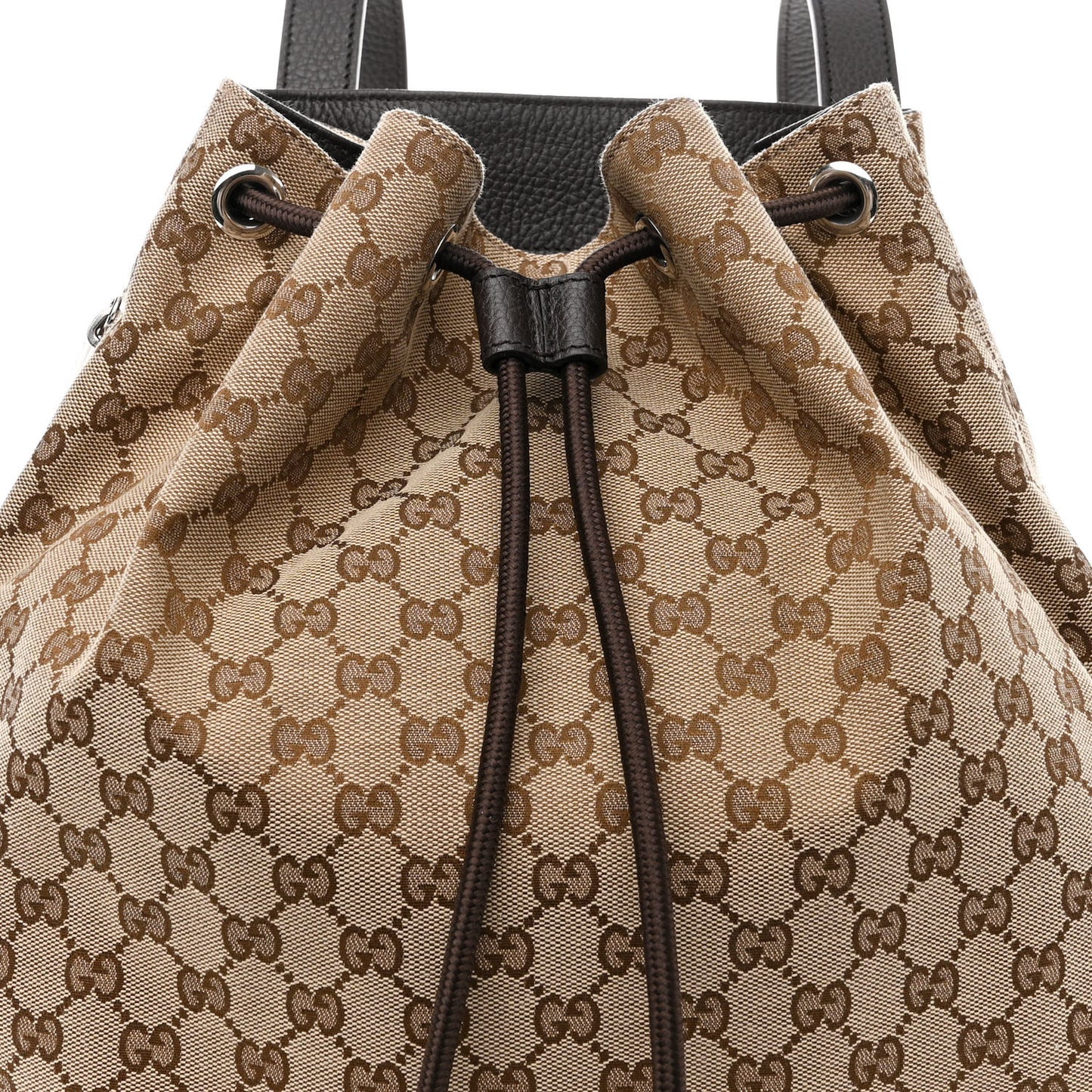 Monogram Dollar Calfskin O Drawstring Backpack Beige Ebony Testa di Moro Dark Chocolate