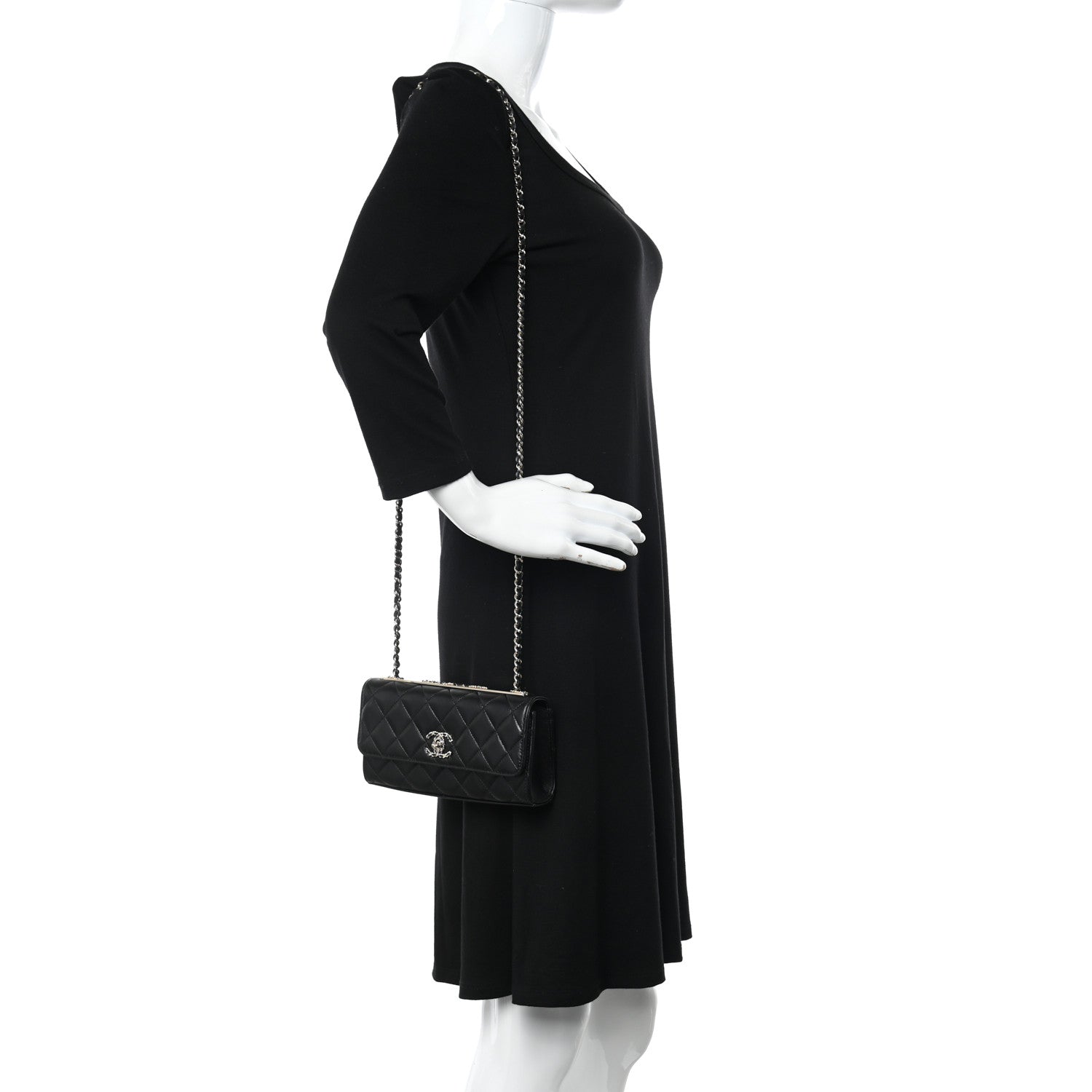 Chanel Lambskin Quilted Trendy CC Flap Phone Holder With Chain Black 2 of 11