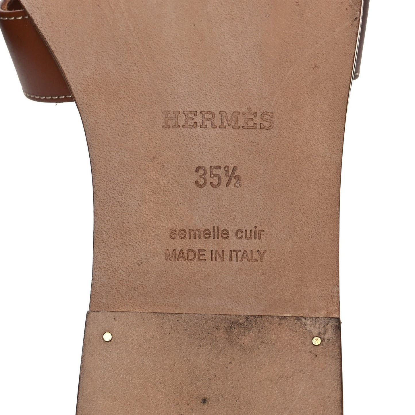 Box Calfskin Oran Sandals 35.5 Gold