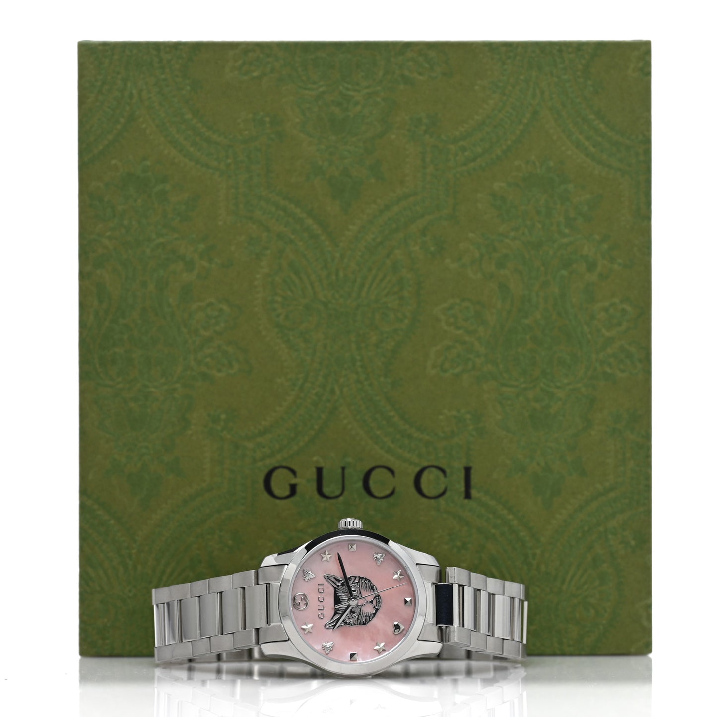Stainless Steel Pink Mother of Pearl 27mm G-Timeless Cat Quartz Watch