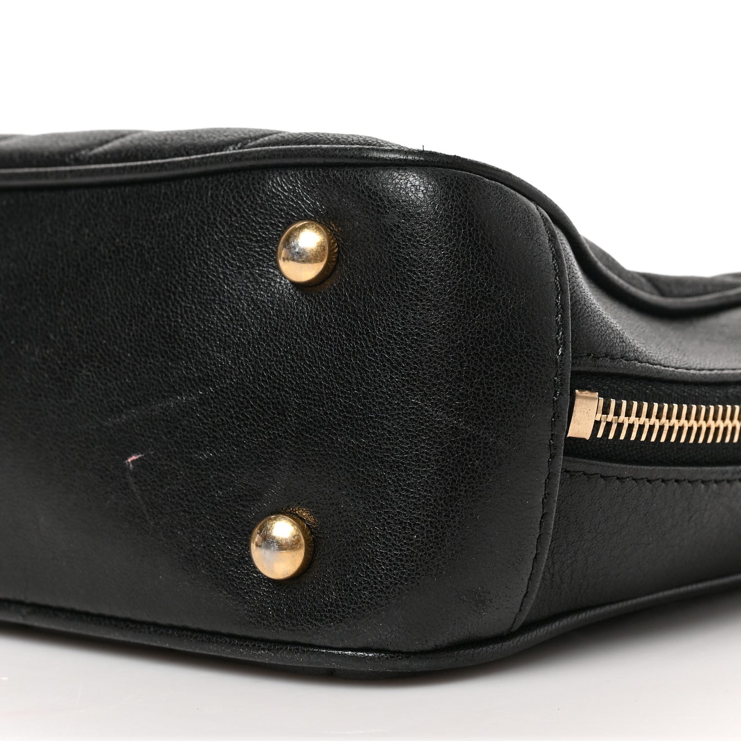 Lambskin Quilted Coco Vintage Camera Case Black