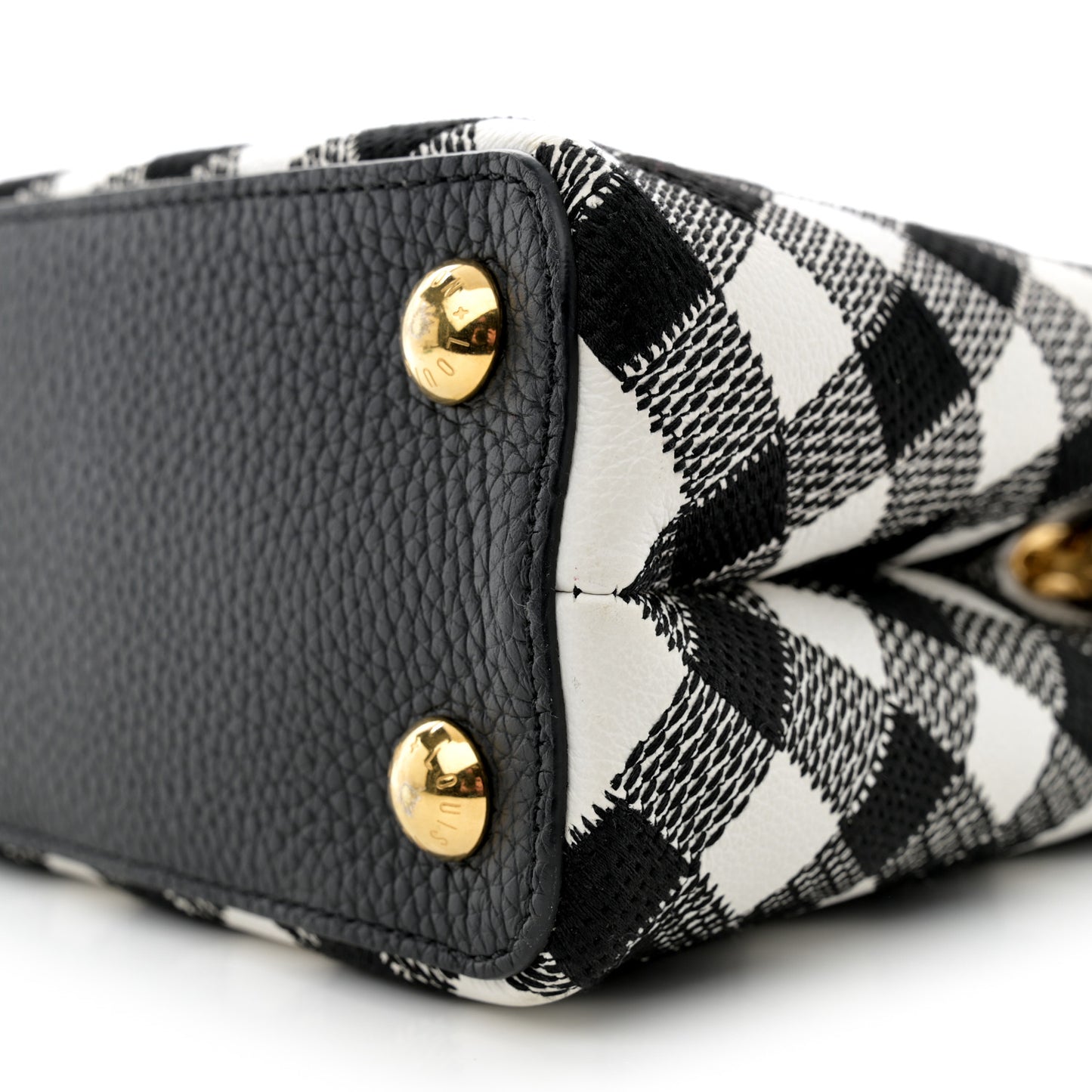 Taurillon Embroidered Vichy Capucines BB Black White