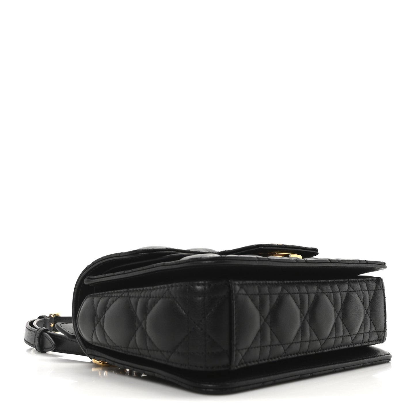 Calfskin Cannage Small Dior Jolie Top Handle Black