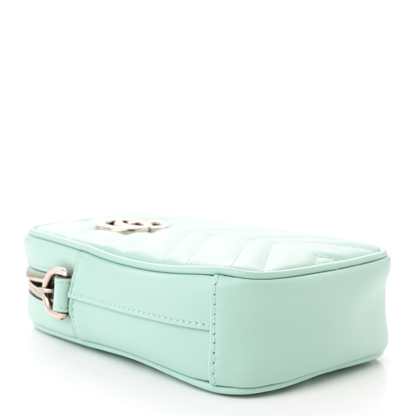 Calfskin Matelasse Mini GG Marmont Crossbody Bag Water Green