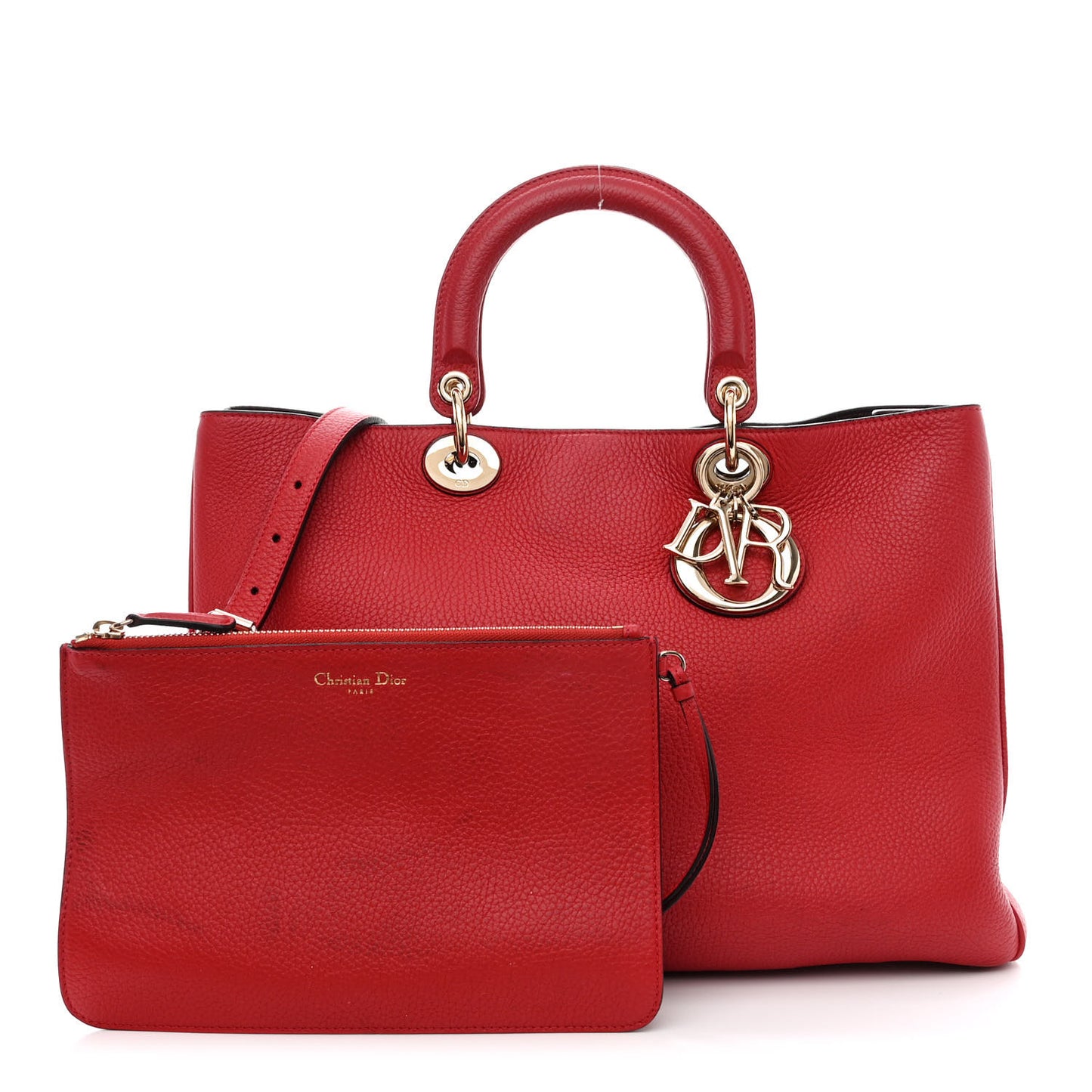 Smooth Calfskin Large Diorissimo Tote Red