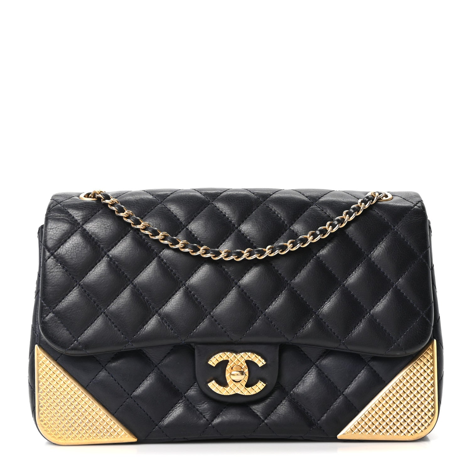 Chanel Calfskin Quilted Rock The Corner Flap Navy 1858193