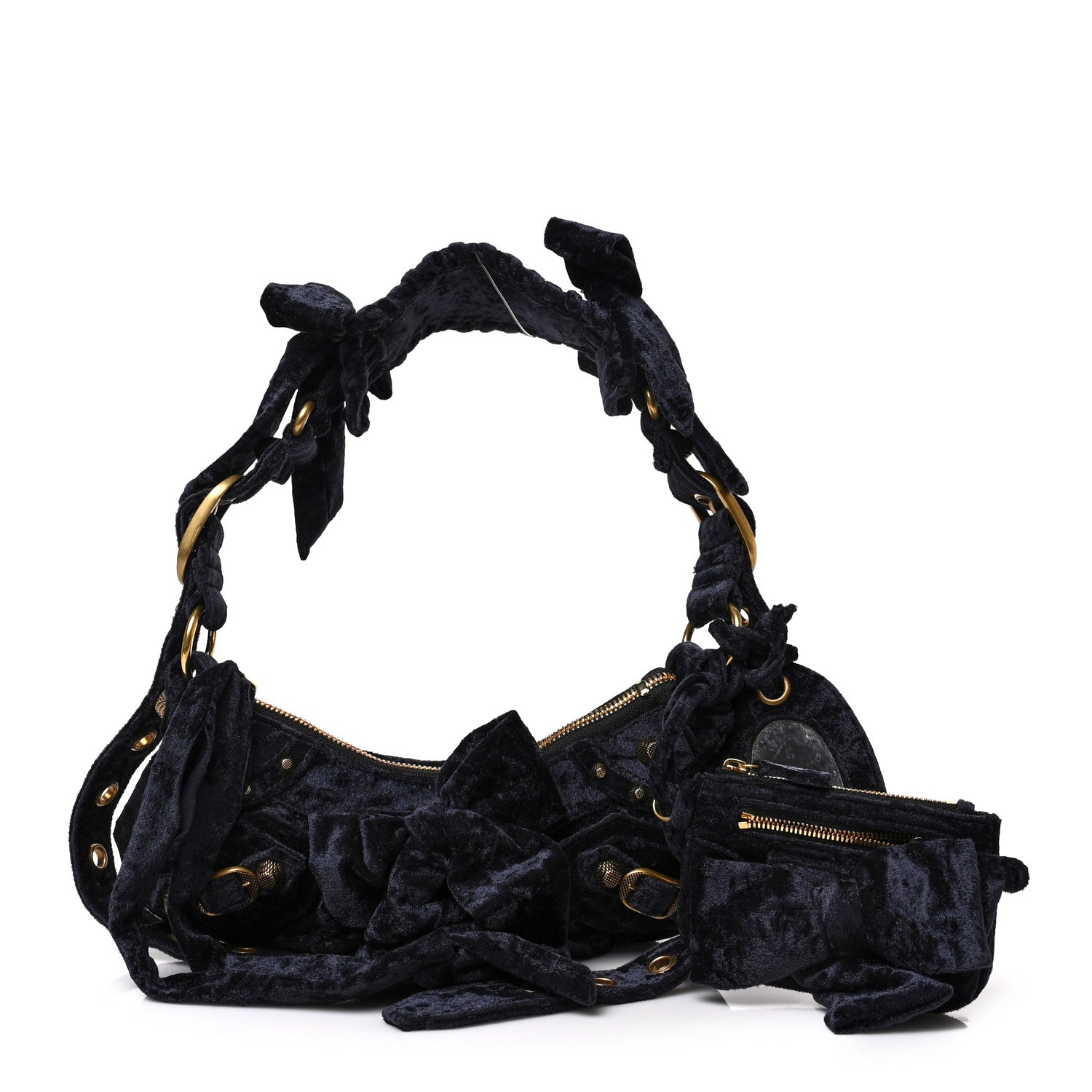 Balenciaga Crushed Velvet Le Cagole Shoulder Bag XS Navy 1 of 7
