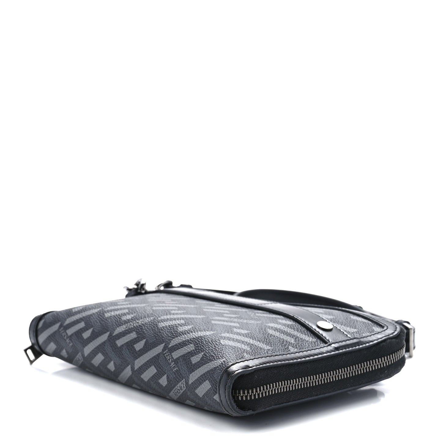 Coated Canvas La Greca Signature Clutch Black Gray