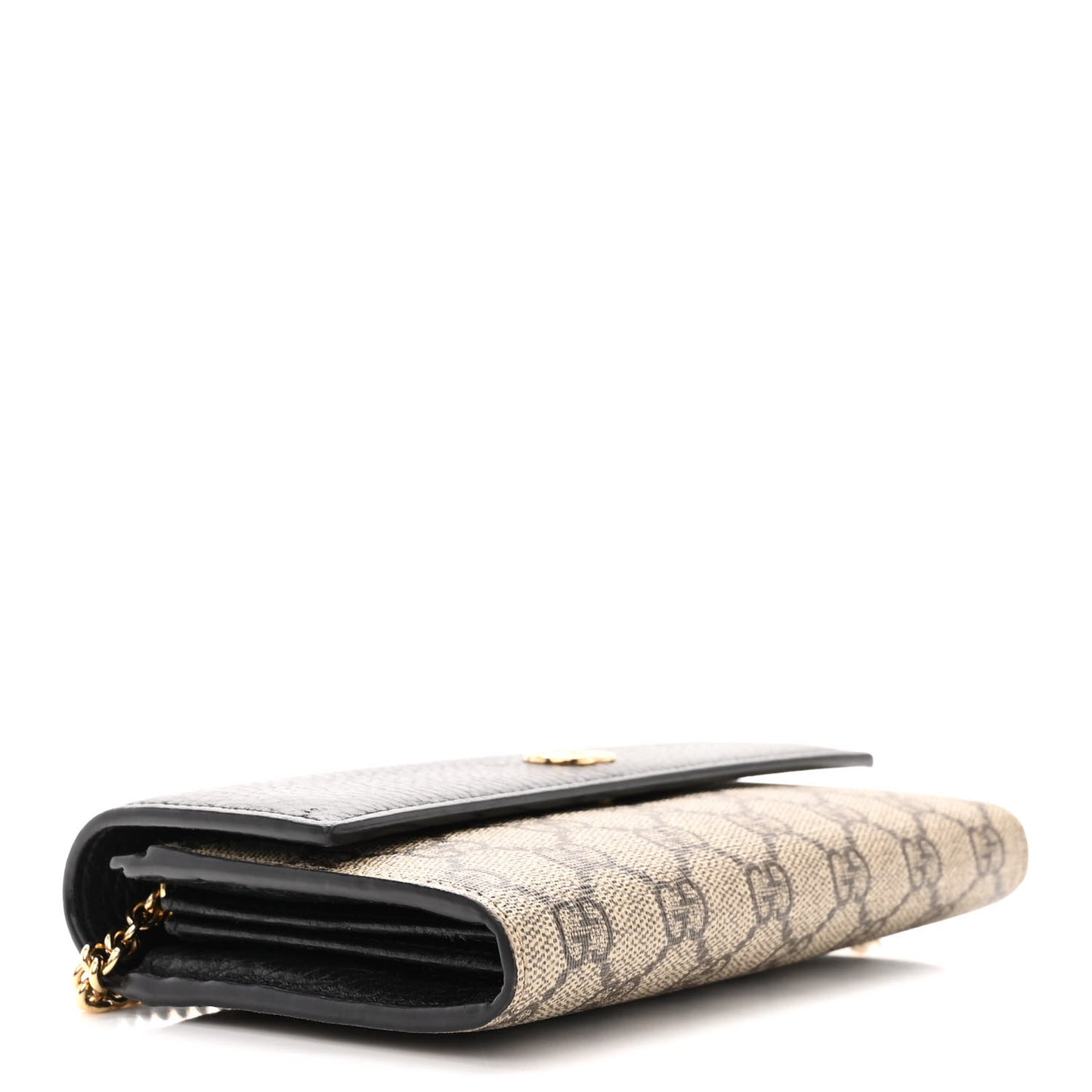 Dollar Calfskin GG Supreme Monogram Petite GG Marmont Wallet Chain Bag Black Beige Ebony