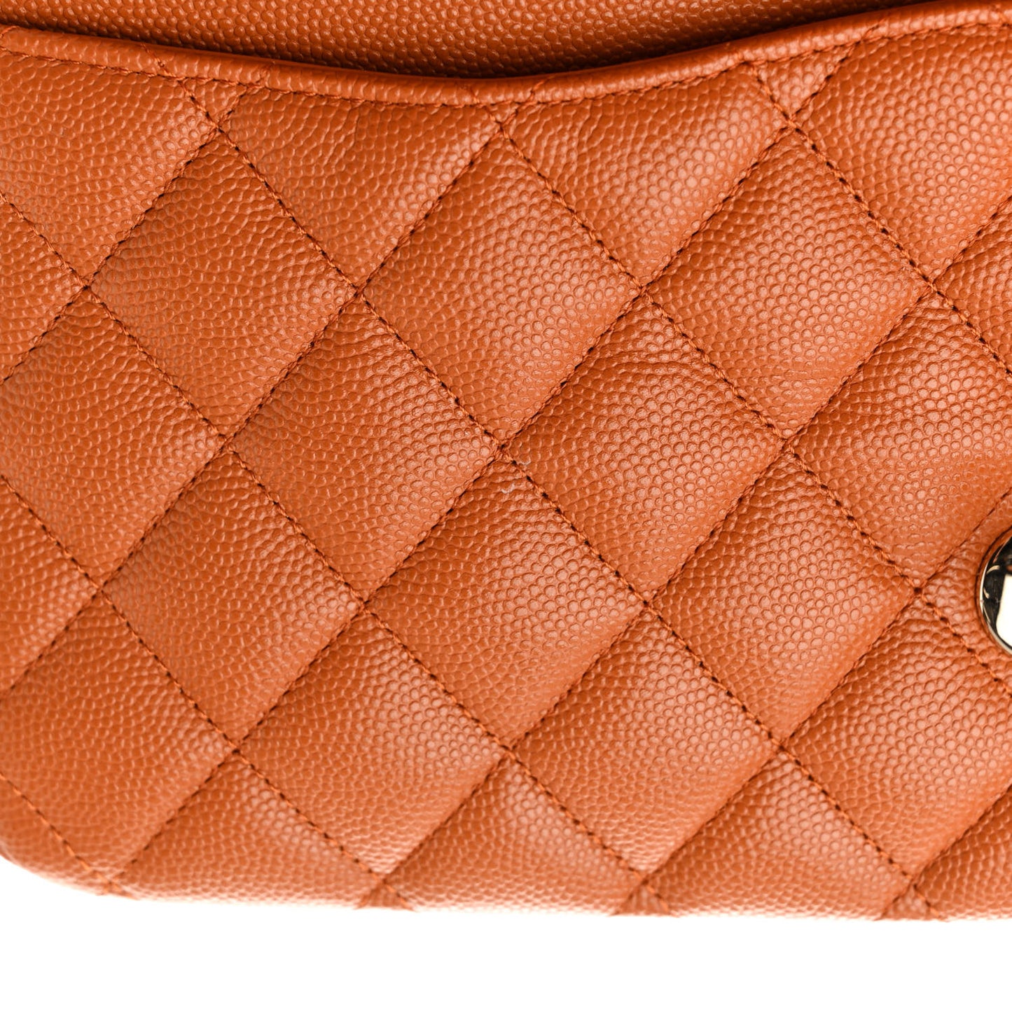 Caviar Quilted Medium Double Flap Light Brown