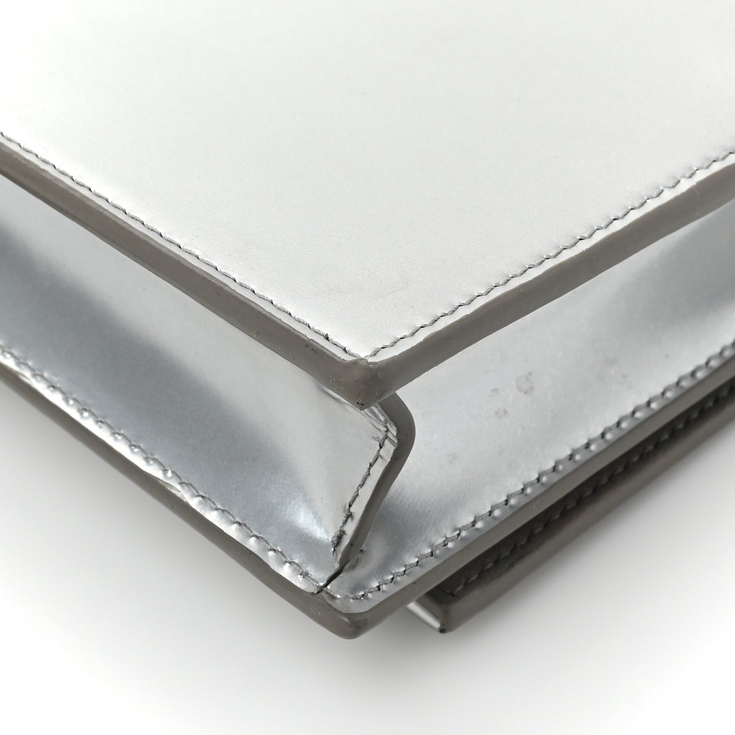 Metallic Calfskin Kate Monogram Tassel Chain Wallet Silver