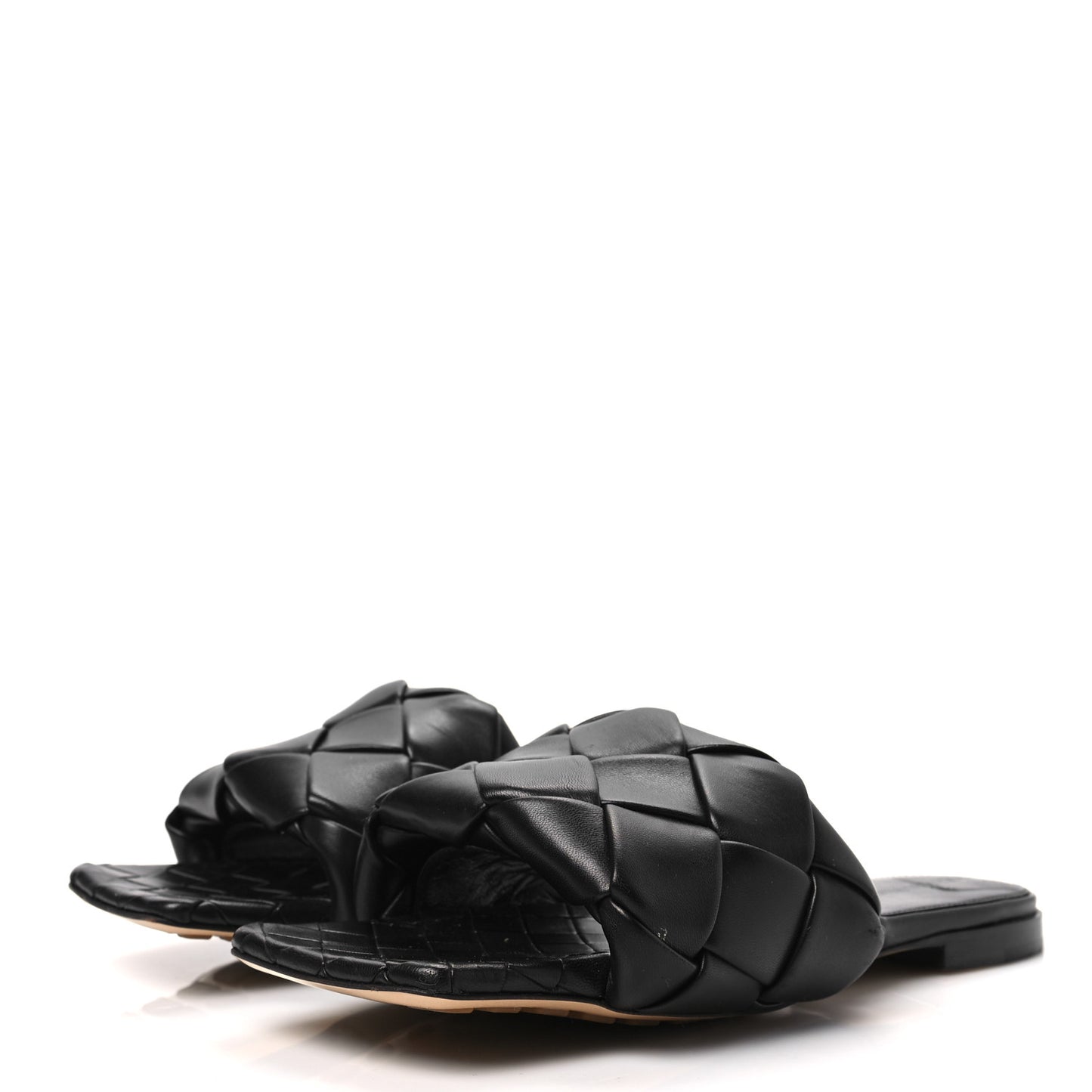 Nappa Maxi Intrecciato Lido Flat Sandals 38 Black