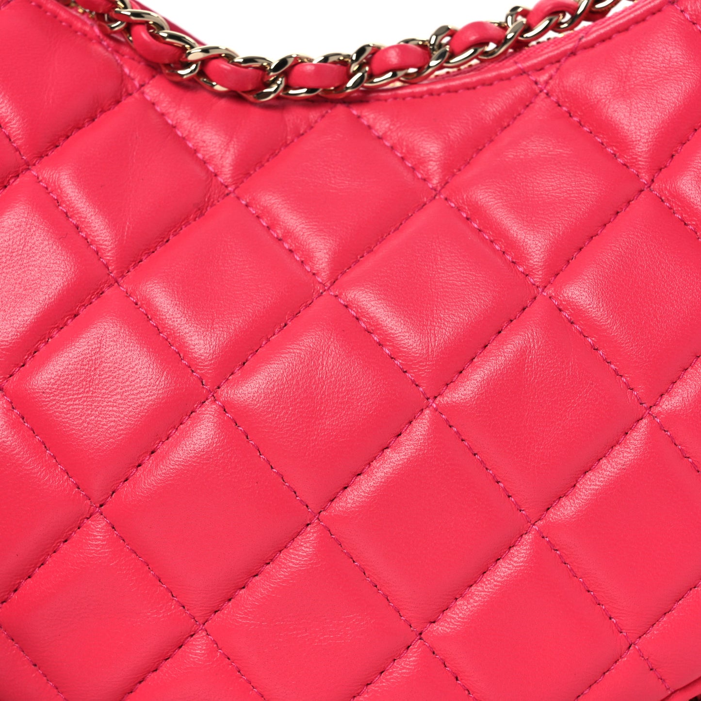 Lambskin Quilted Chain Around Hobo Pink