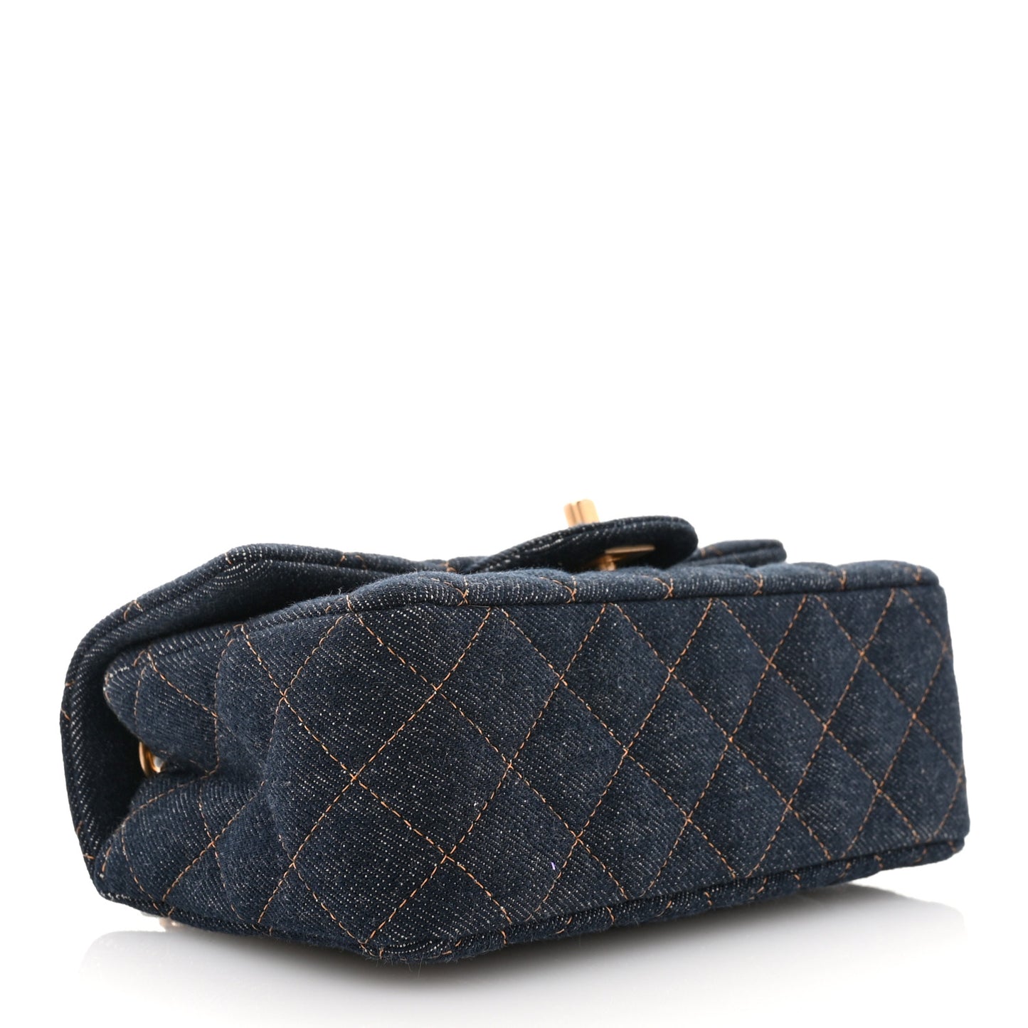 Denim Quilted Mini Rectangular Flap Dark Blue